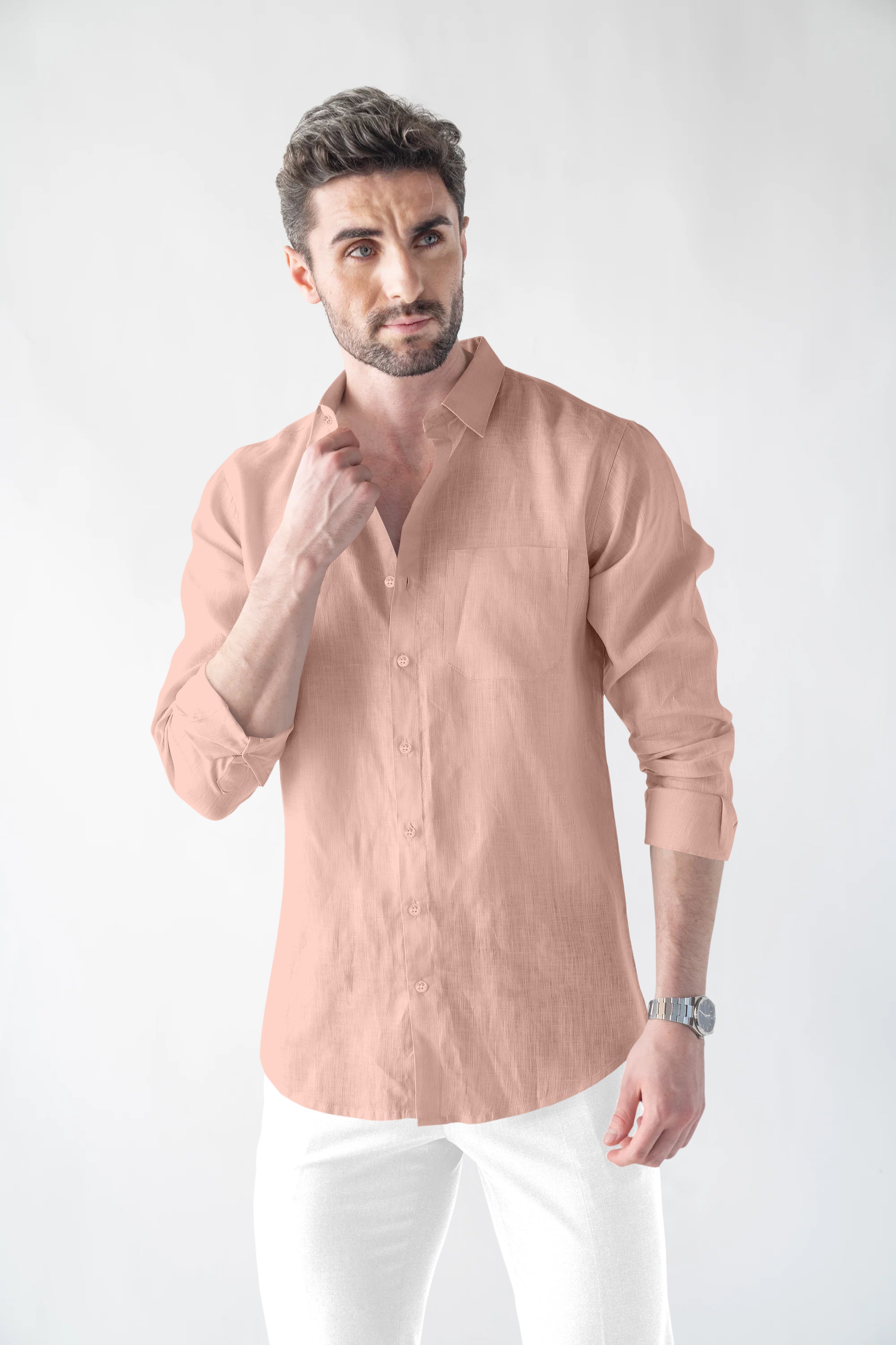 Soft Linen Coral Casual Shirt