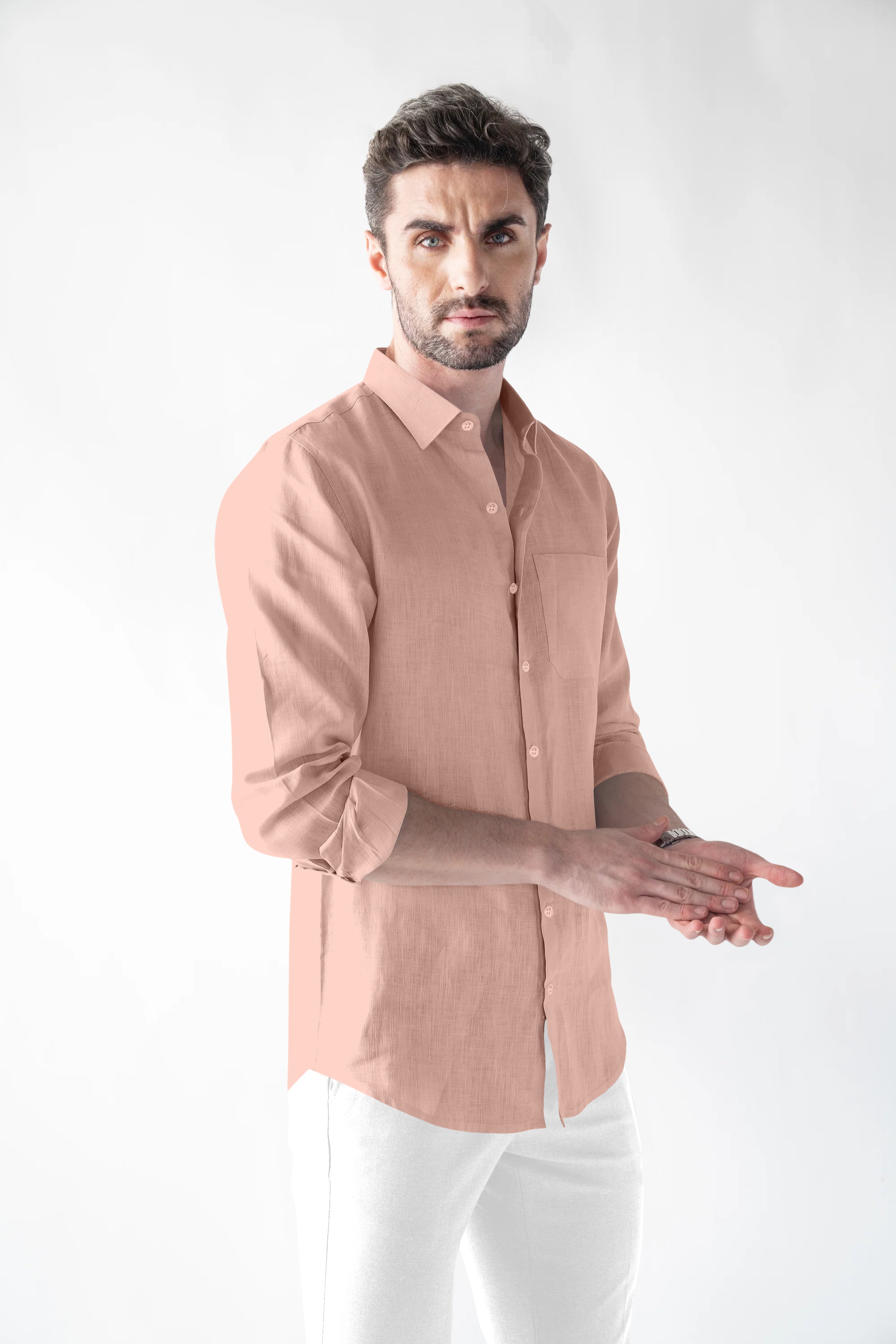 Soft Linen Coral Casual Shirt