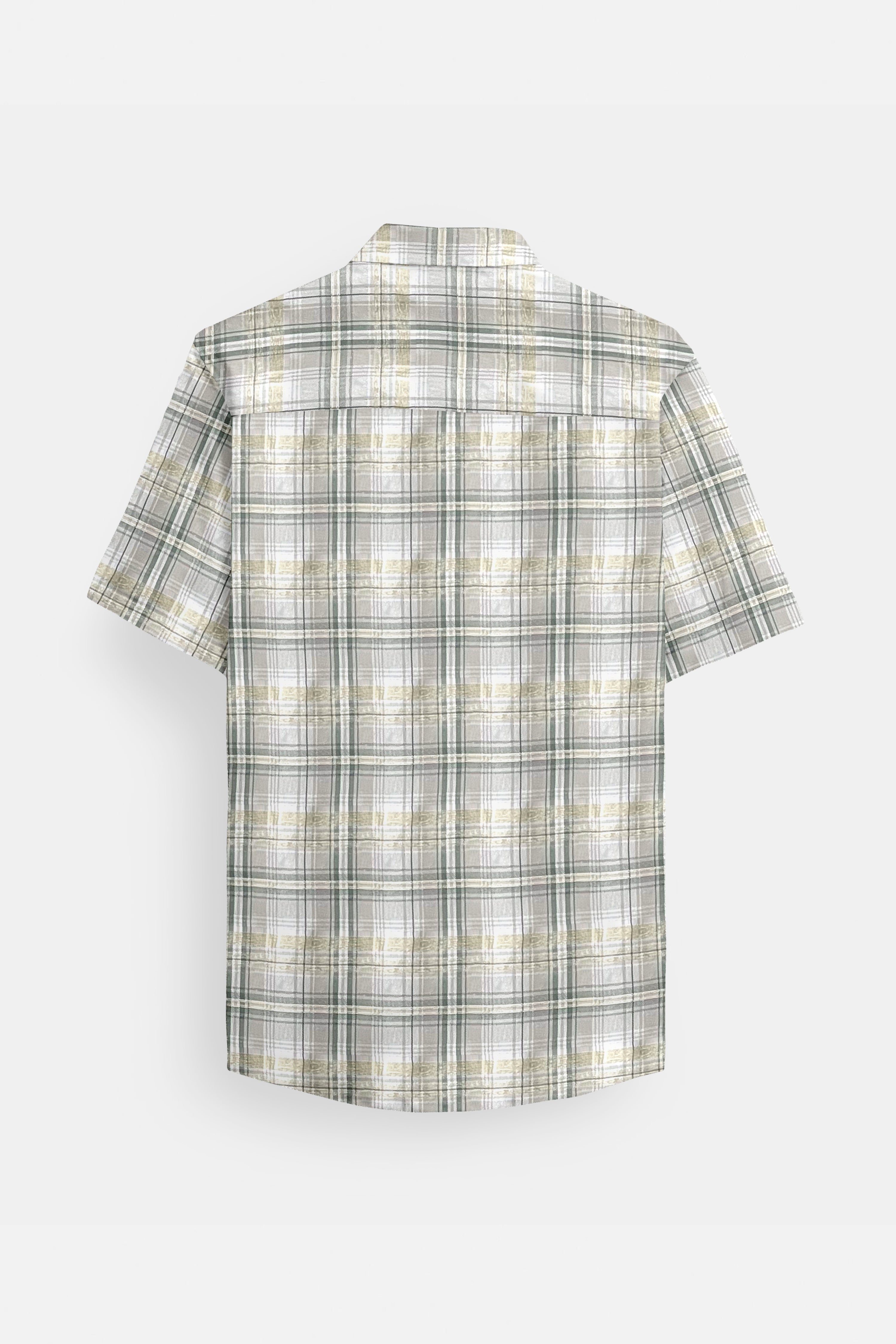 Embroidered Plaid Beige Shirt