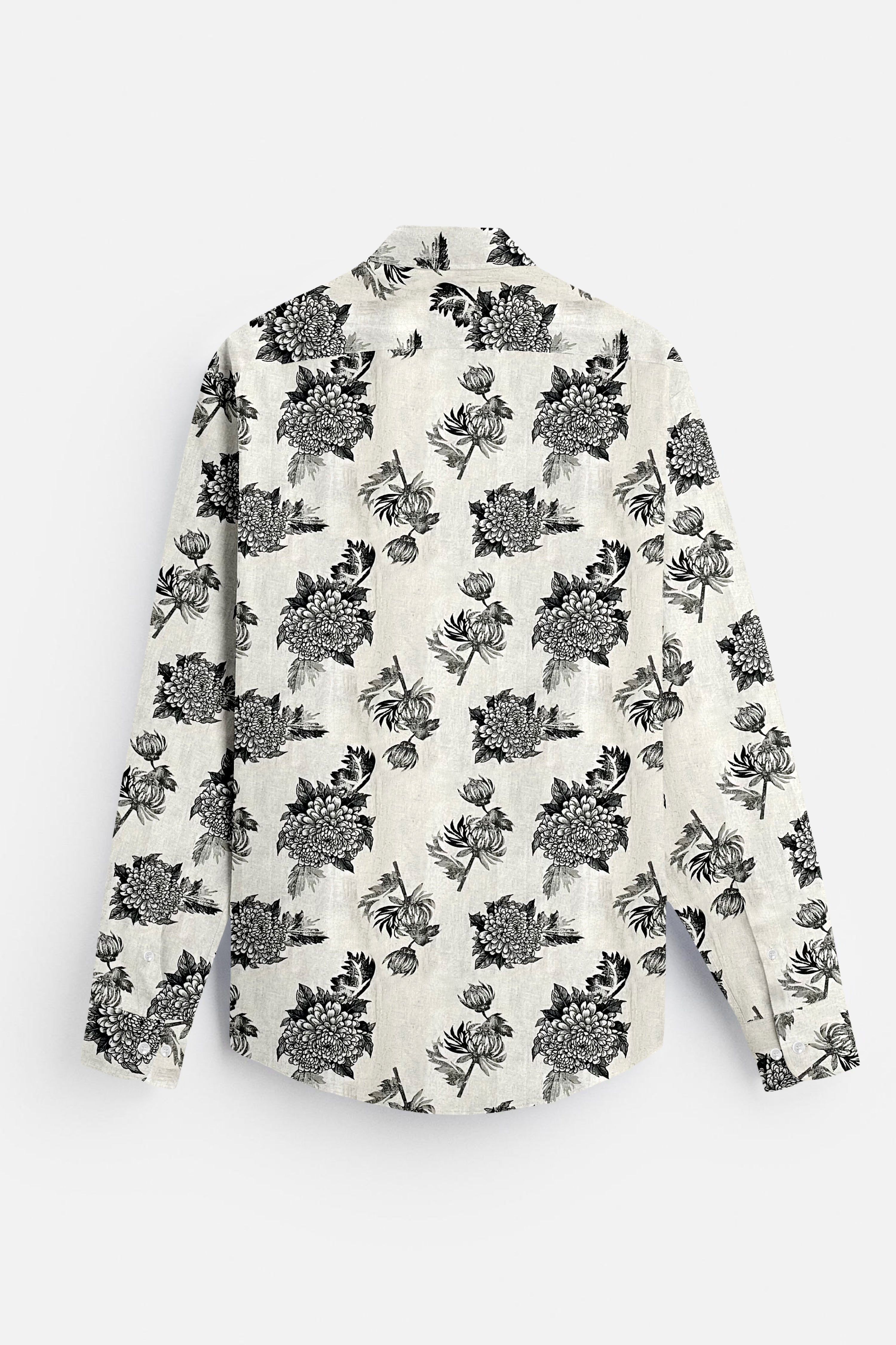 Printed Linen Off White Shirt