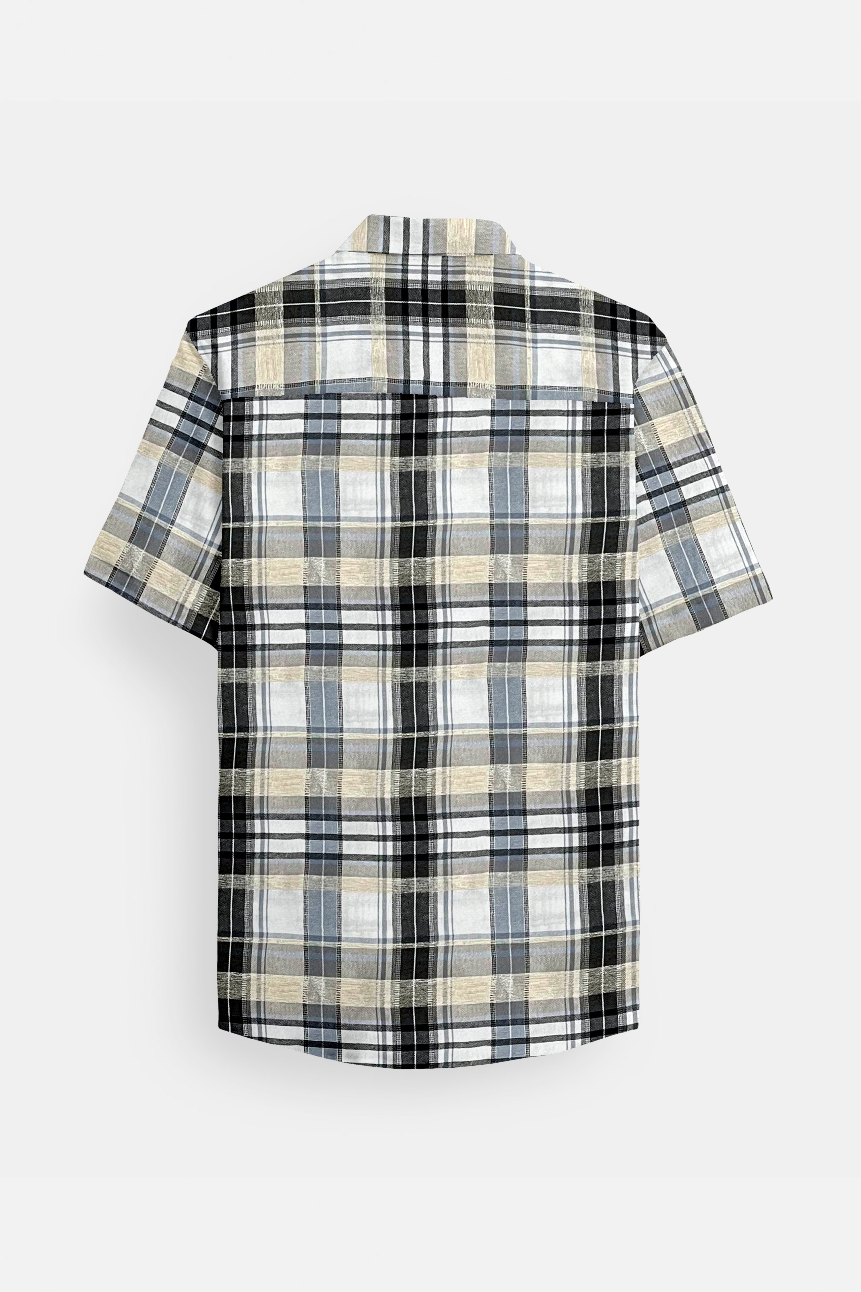 Embroidered Plaid Grey Shirt
