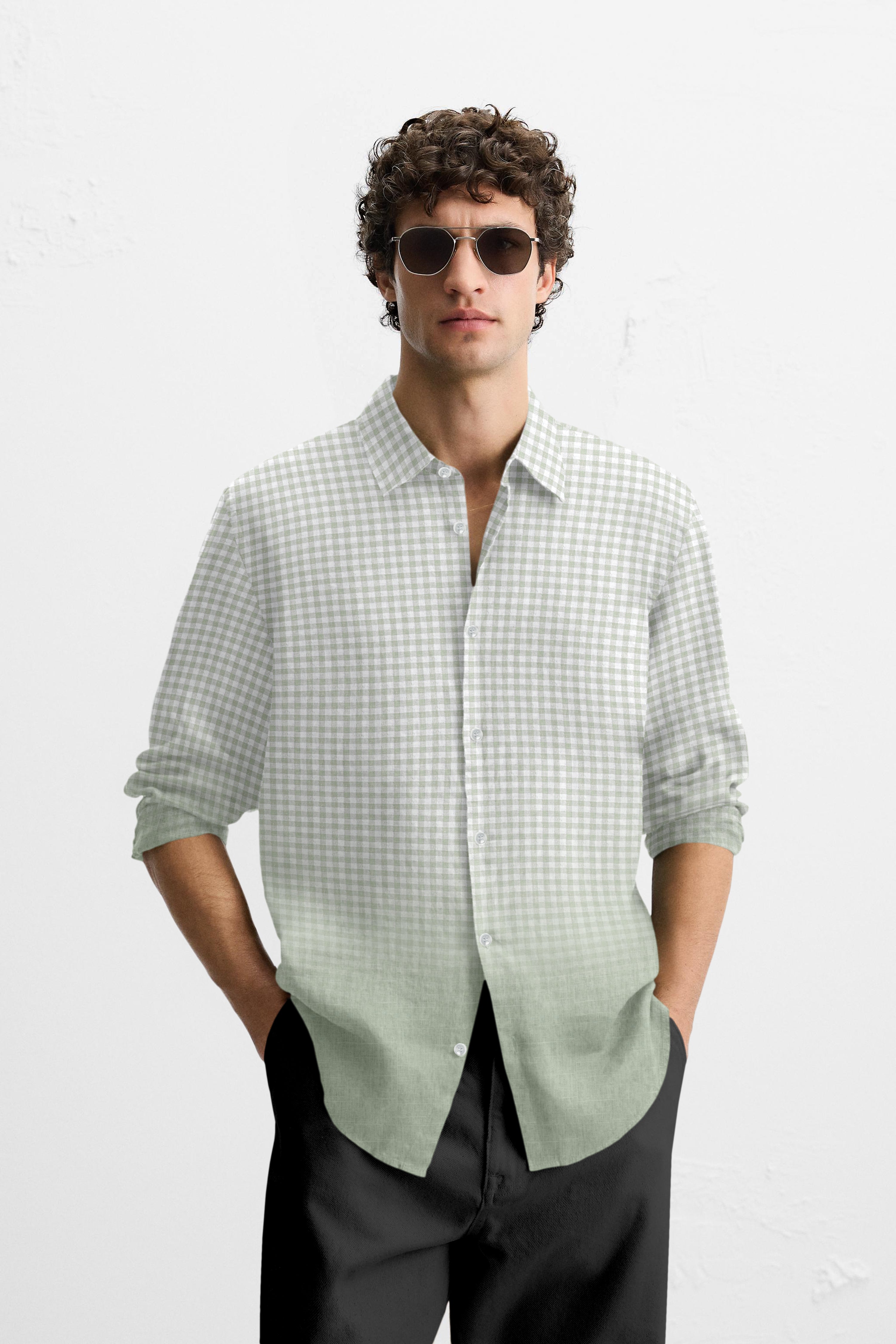 Ombre Gingham Green Shirt
