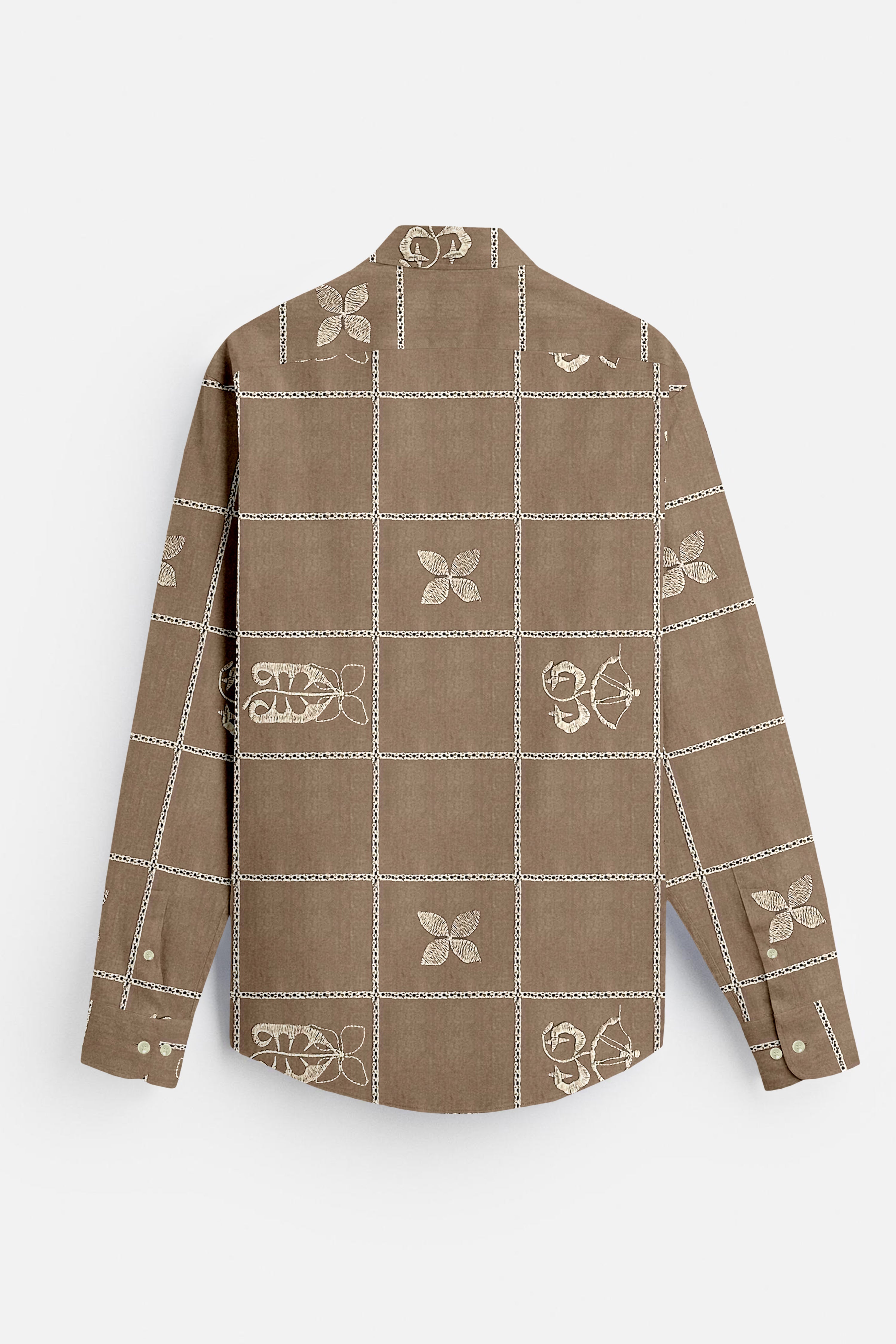 Embroidered Cotton Brown Shirt - Three Days