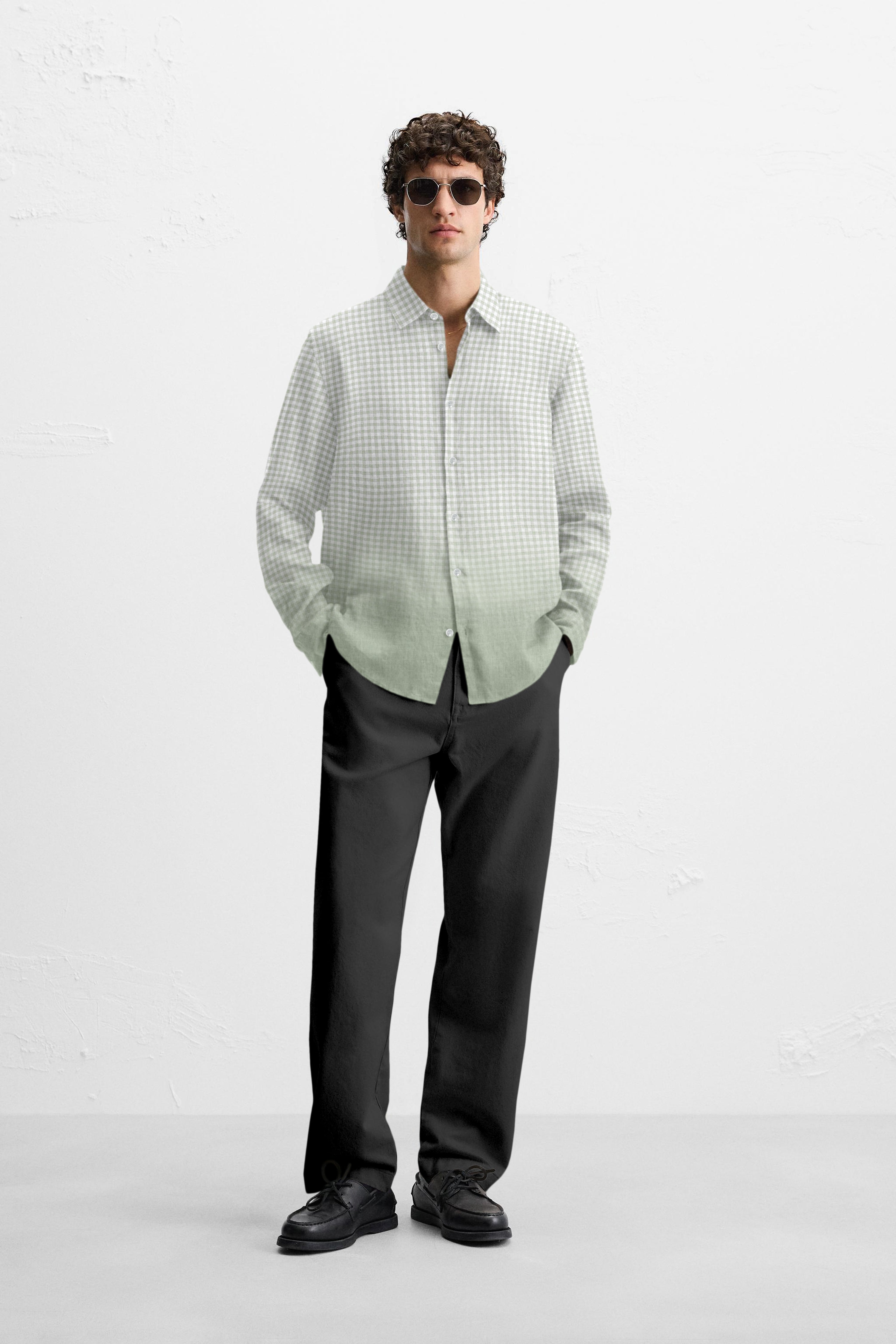 Ombre Gingham Green Shirt