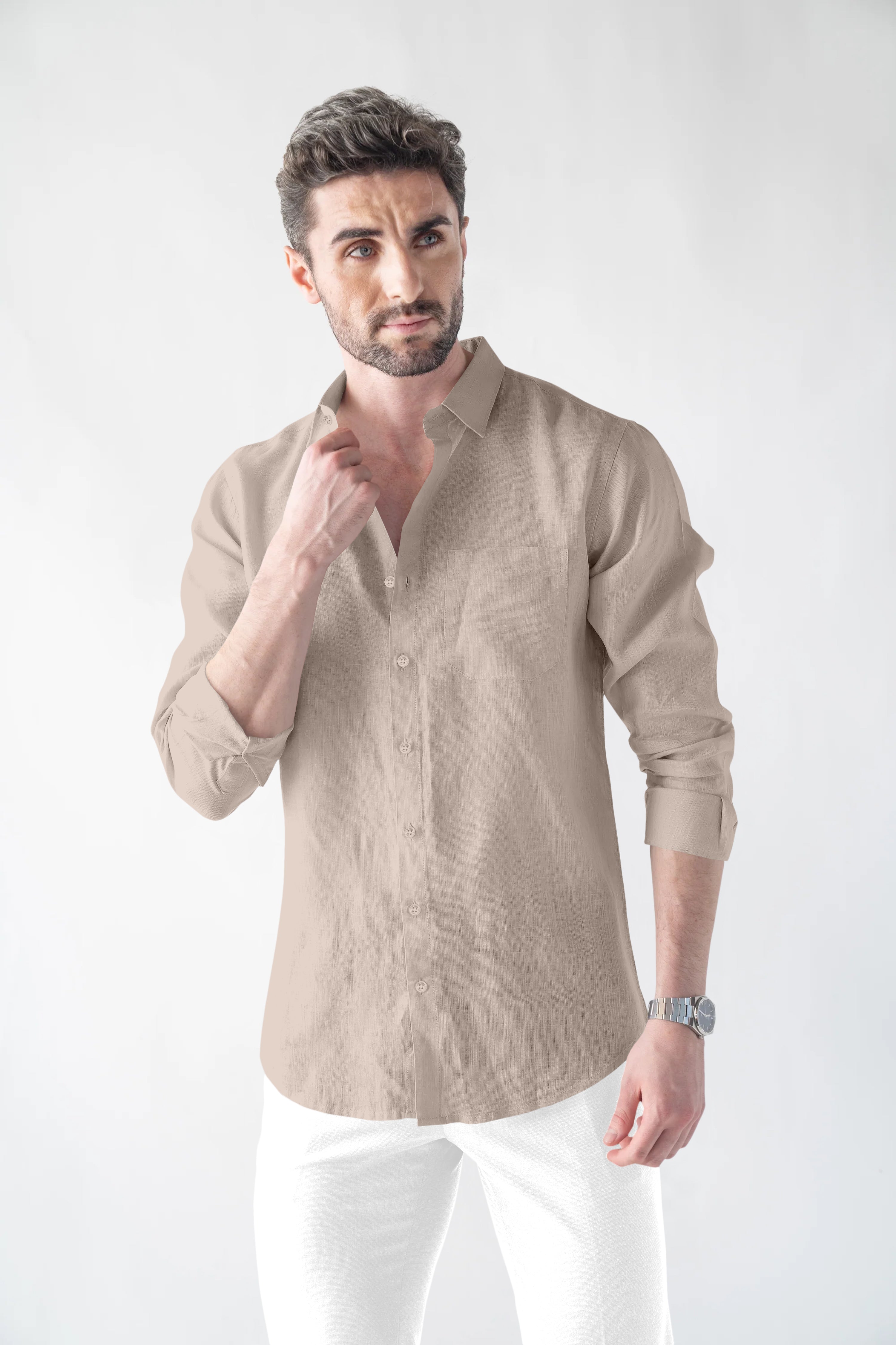 Soft Linen Sand  Casual Shirt
