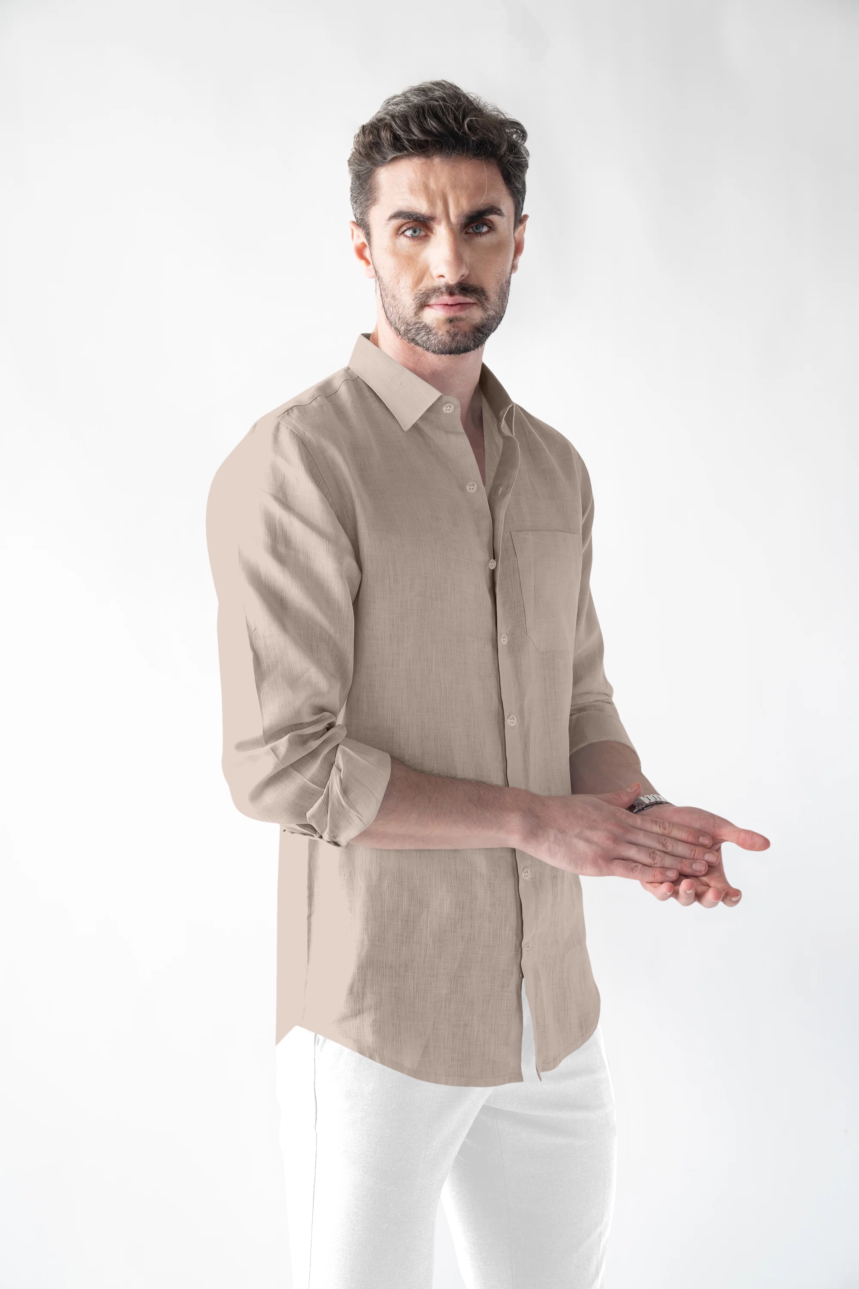 Soft Linen Sand  Casual Shirt