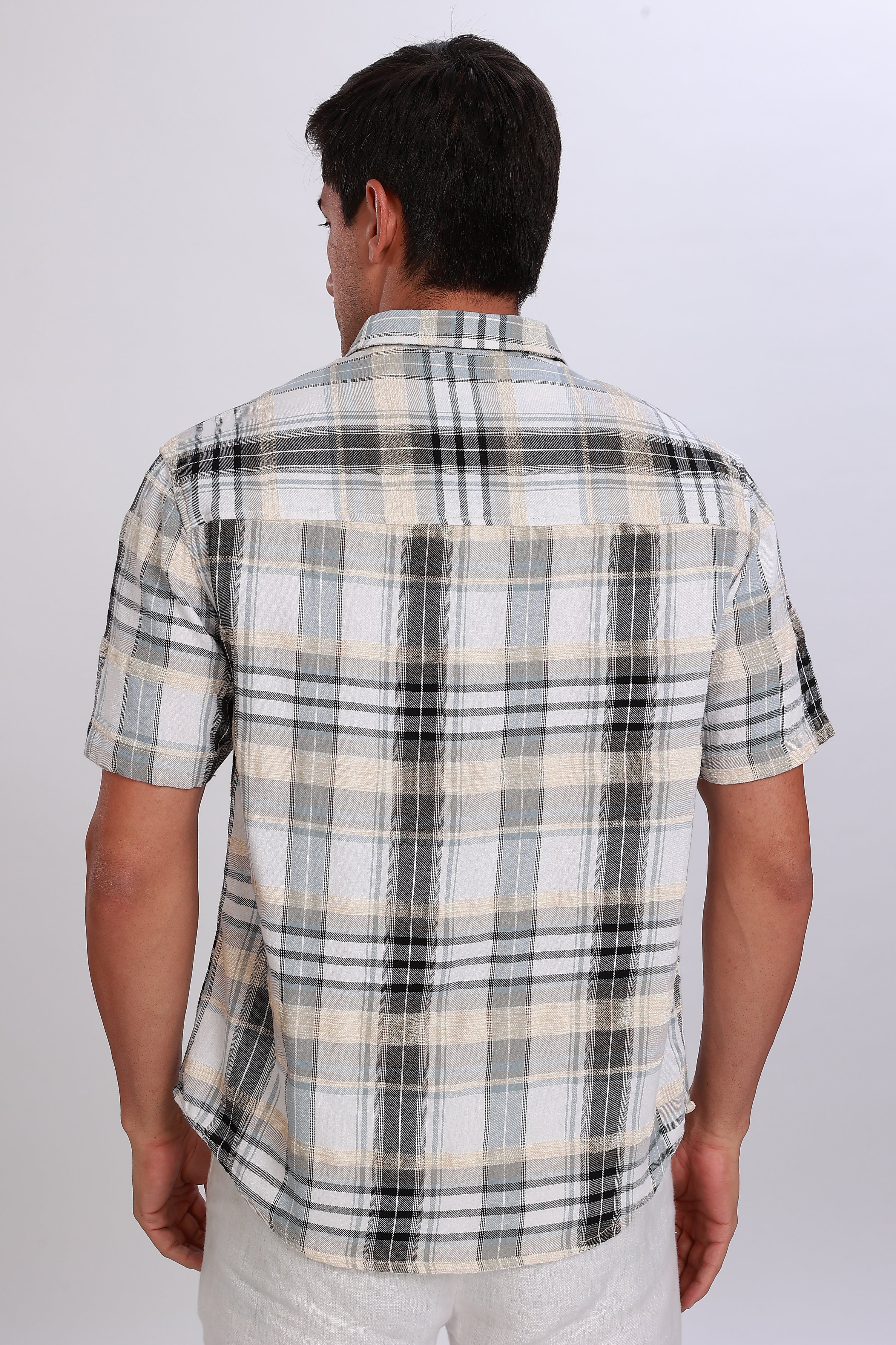 Embroidered Plaid Grey Shirt