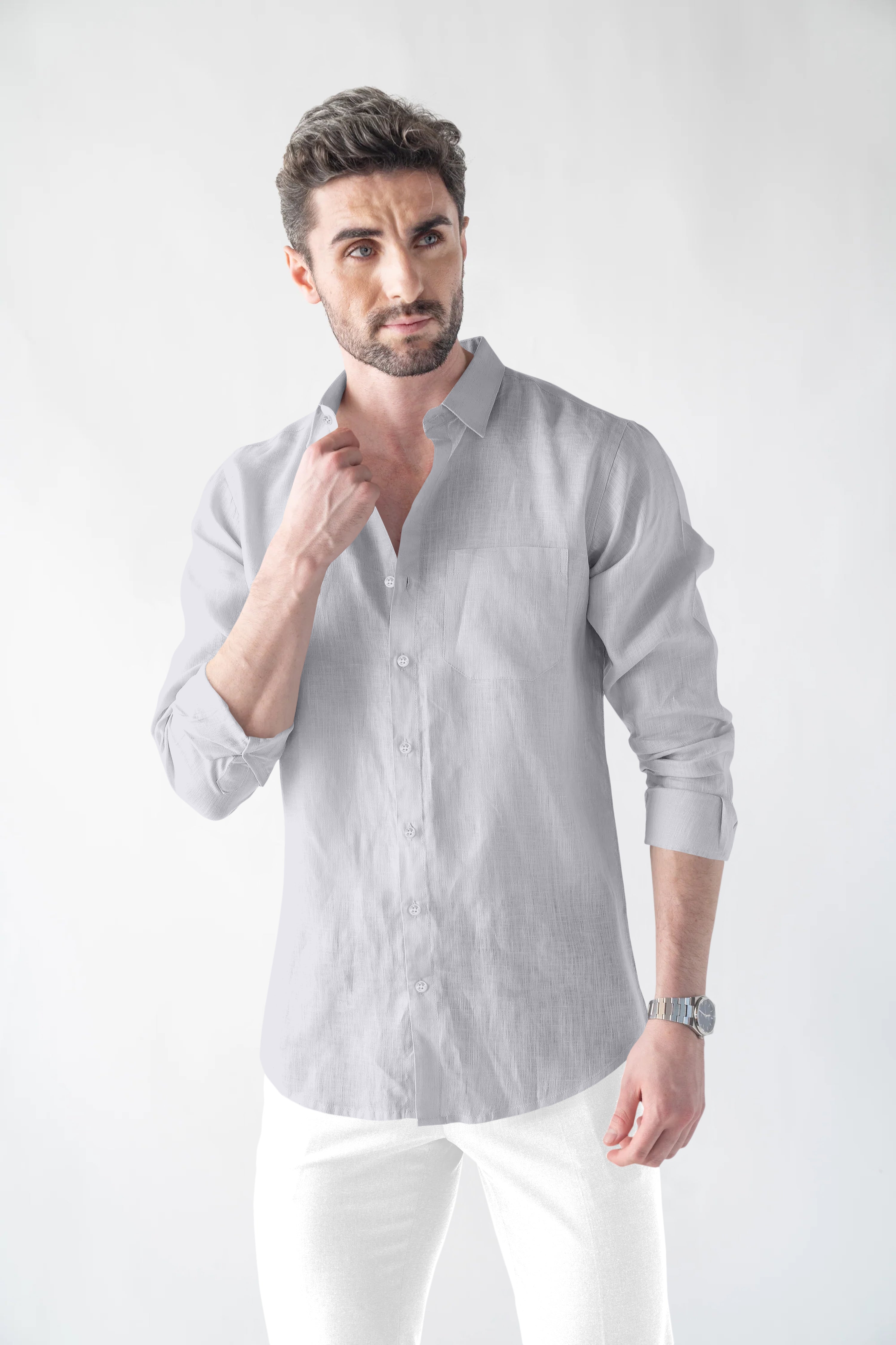 Soft Linen Grey  Casual Shirt