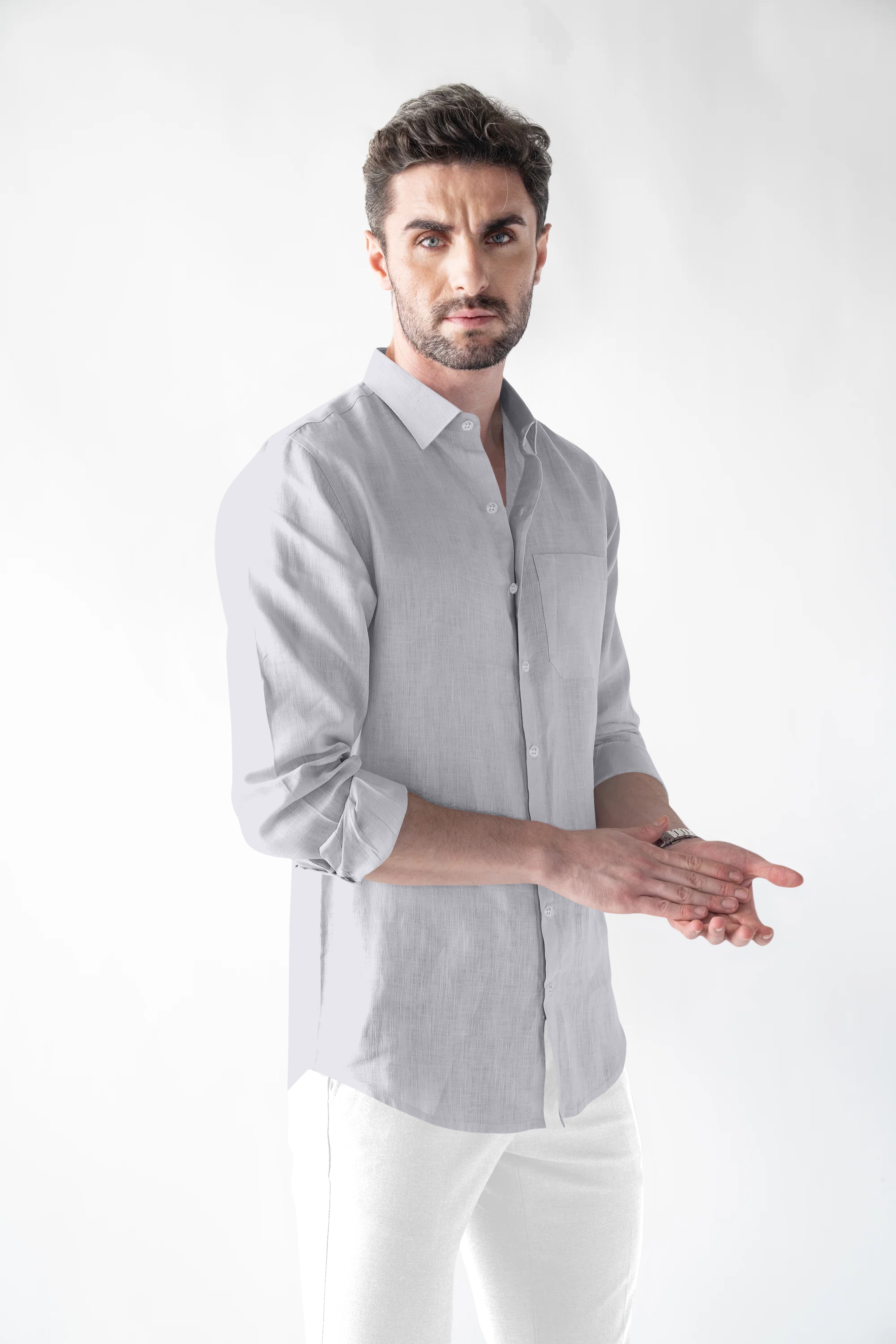 Soft Linen Grey  Casual Shirt