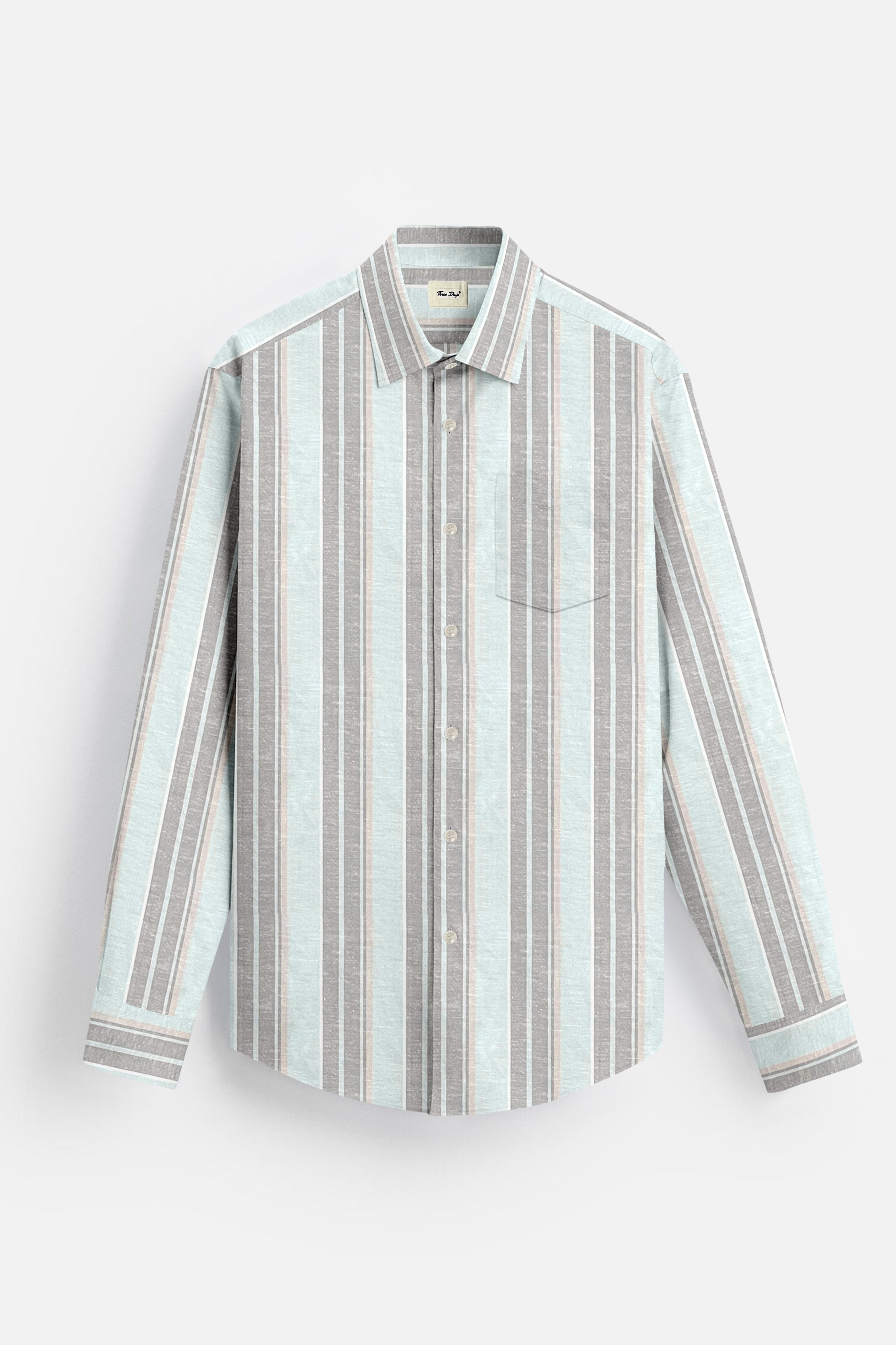 Linen Striped Blue Shirt - Three Days