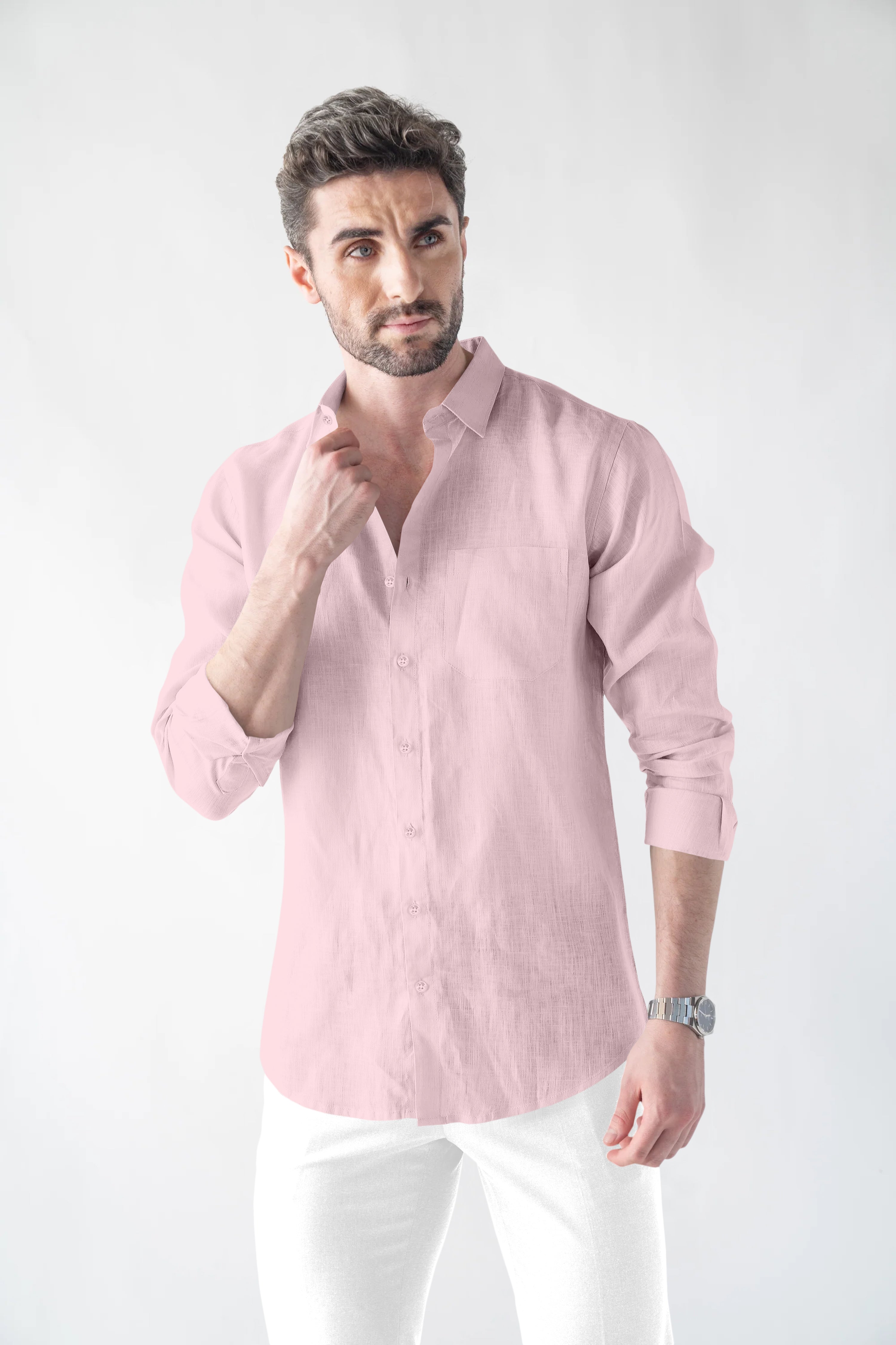 Soft Linen Light Pink  Casual Shirt