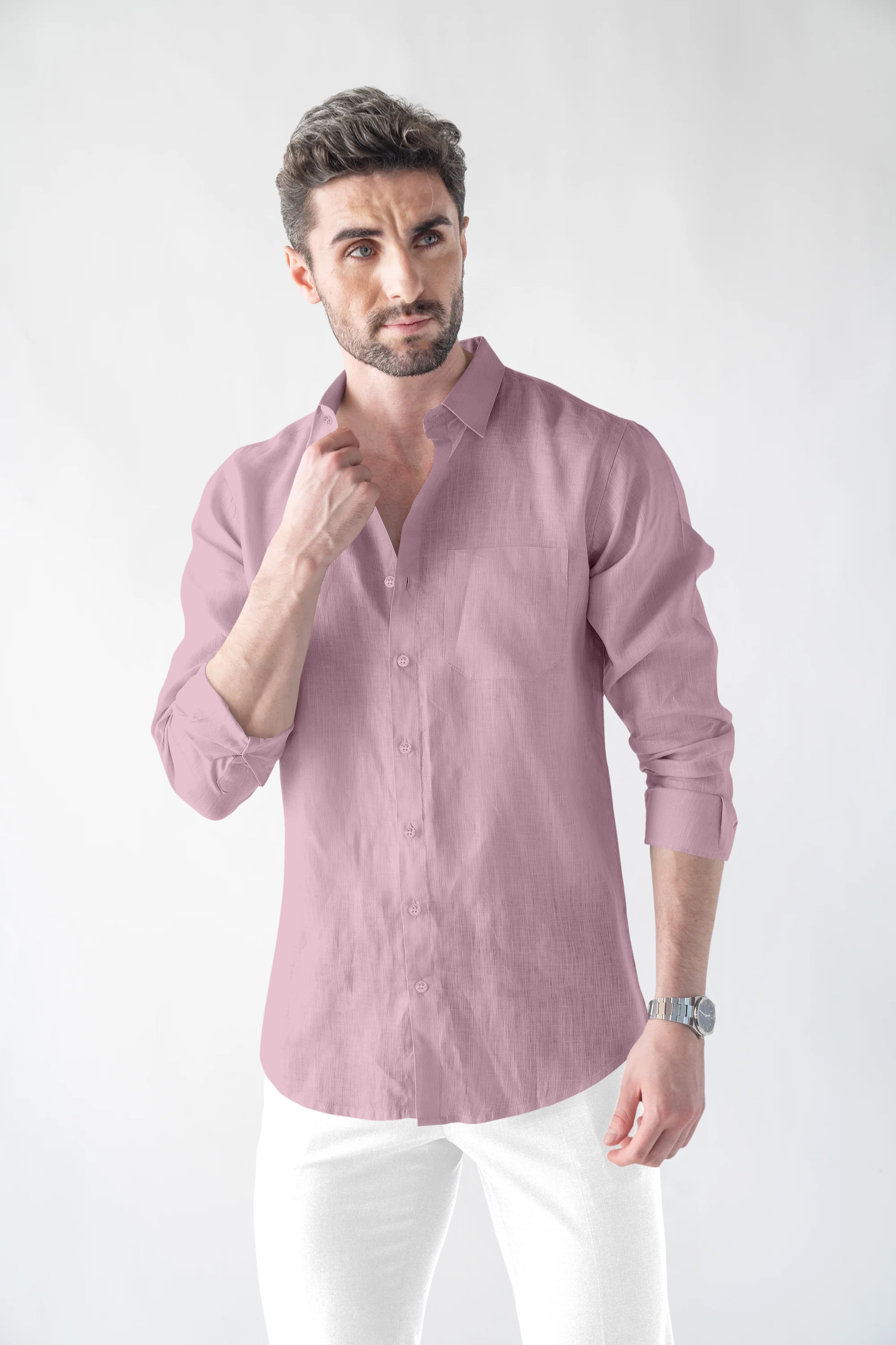 Soft Linen Pink Casual Shirt
