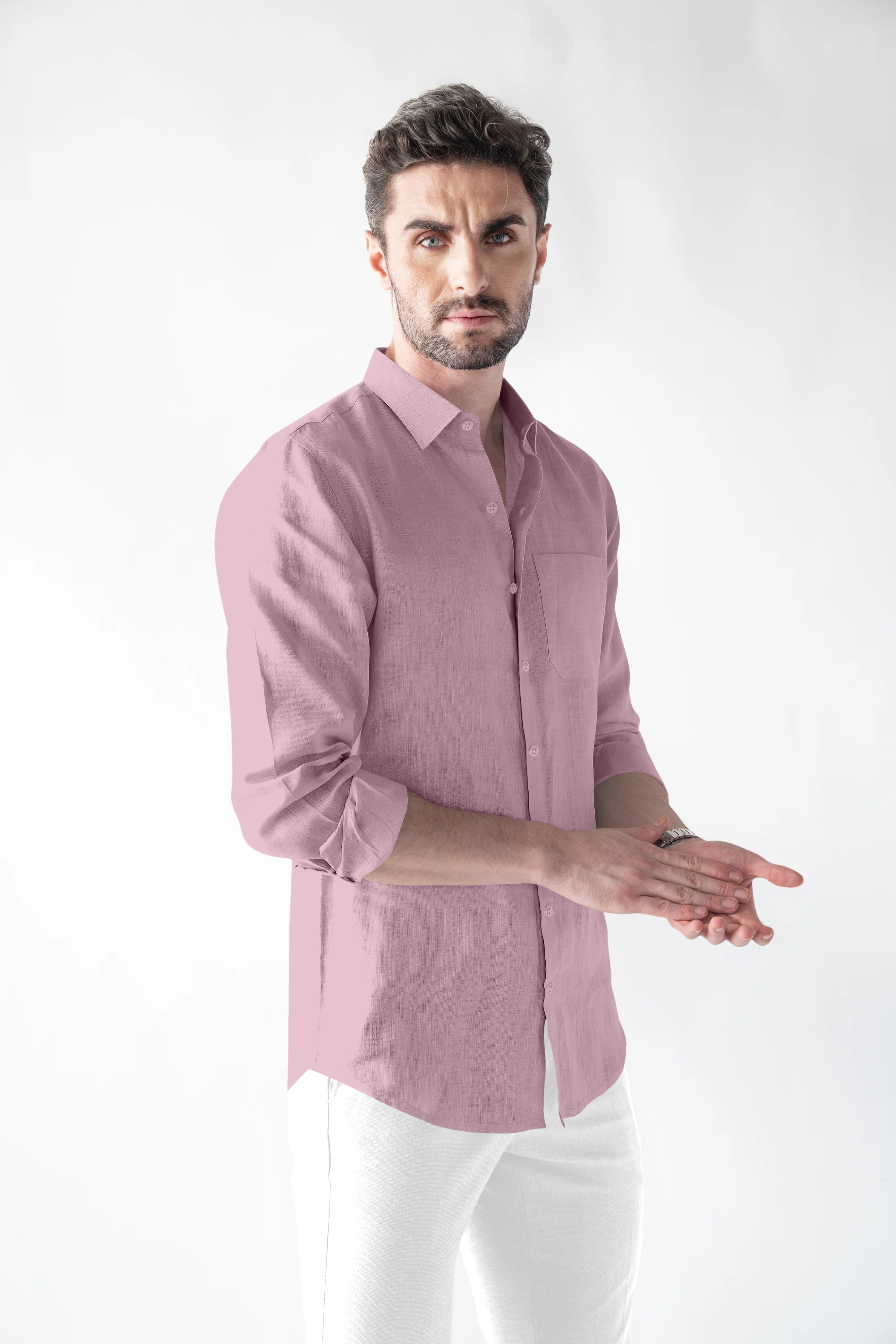 Soft Linen Pink Casual Shirt