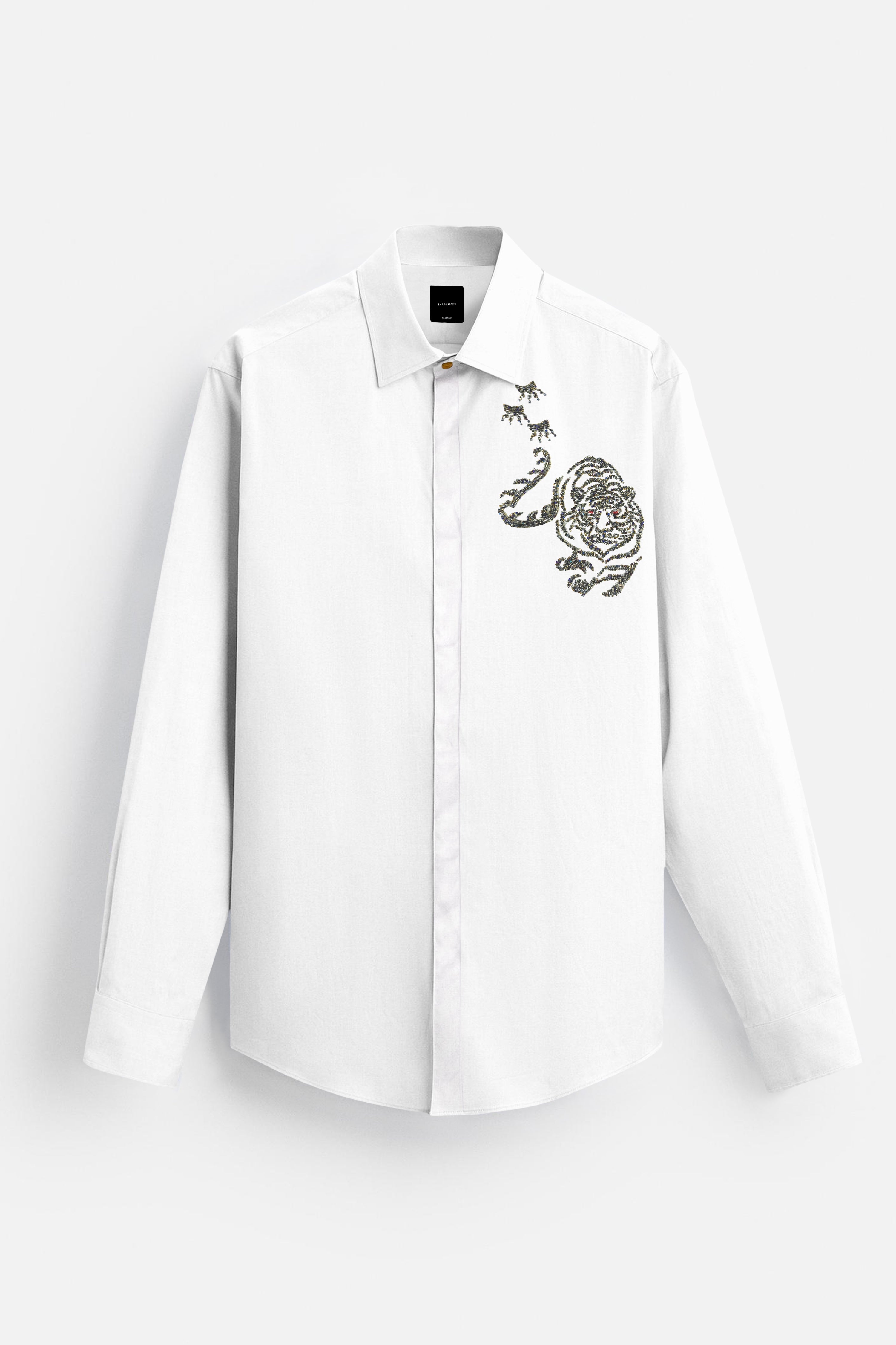 Artisan Beaded Embroidered White Shirt - Three Days