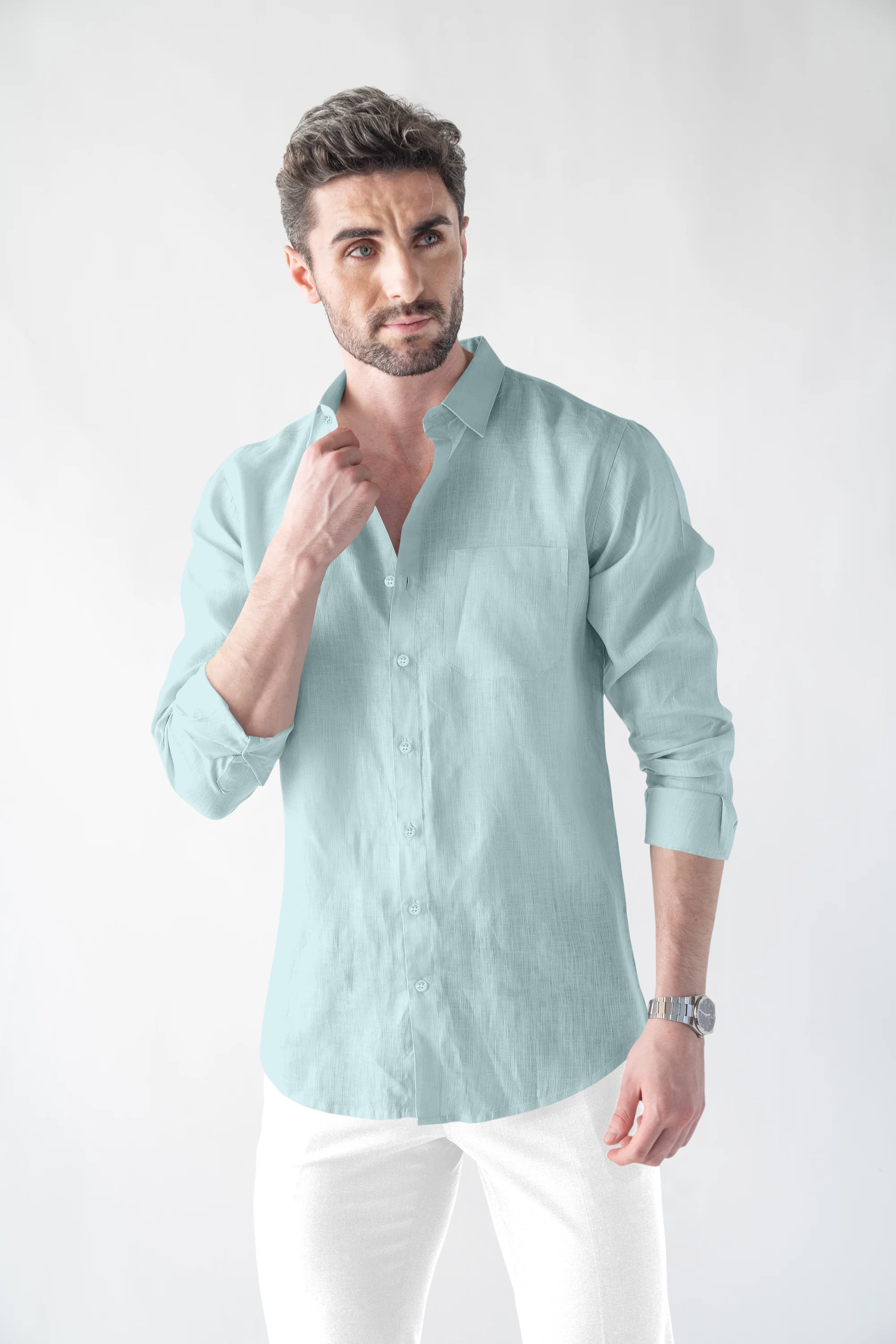 Soft Linen Green Casual Shirt