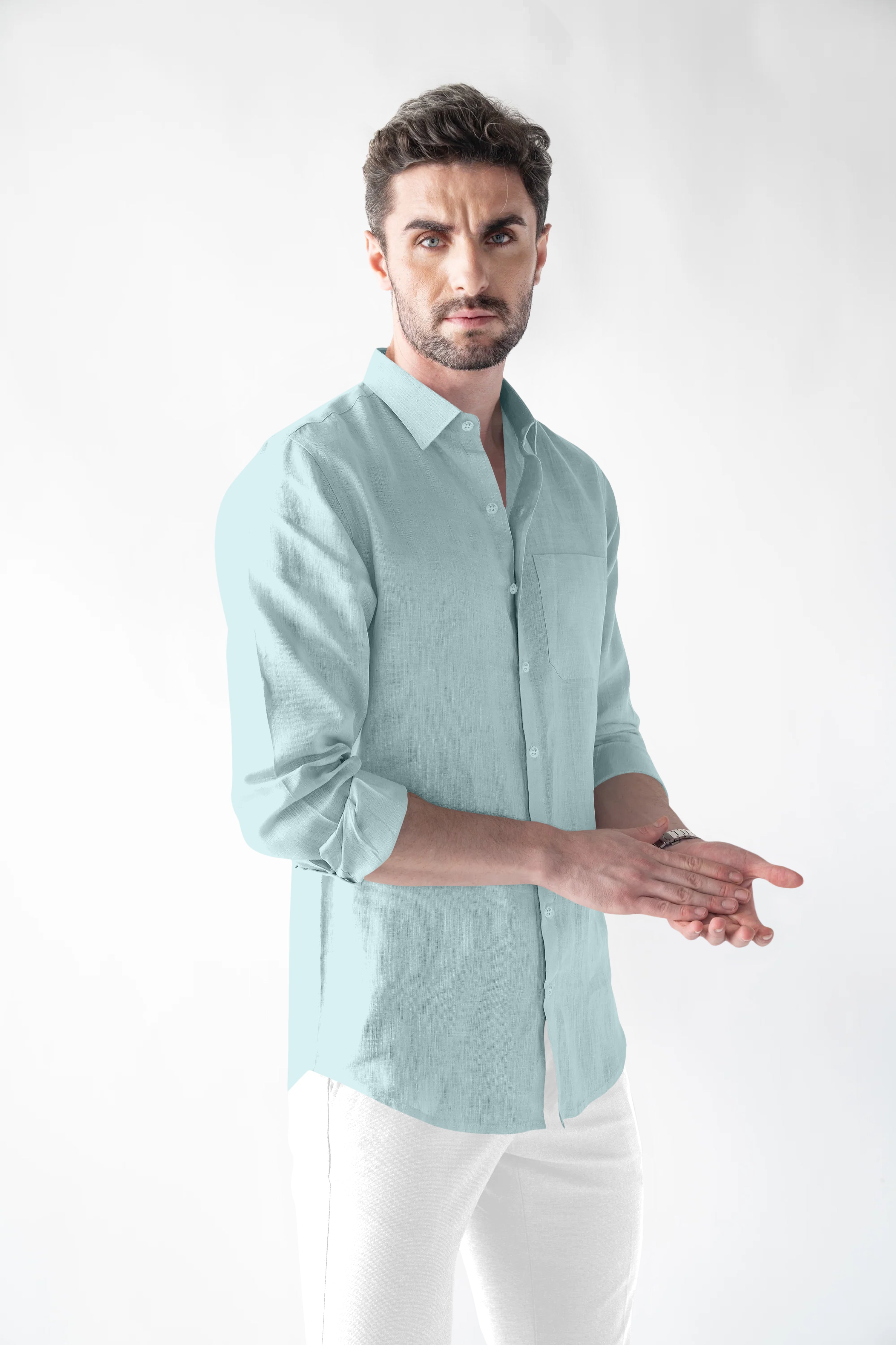 Soft Linen Green Casual Shirt