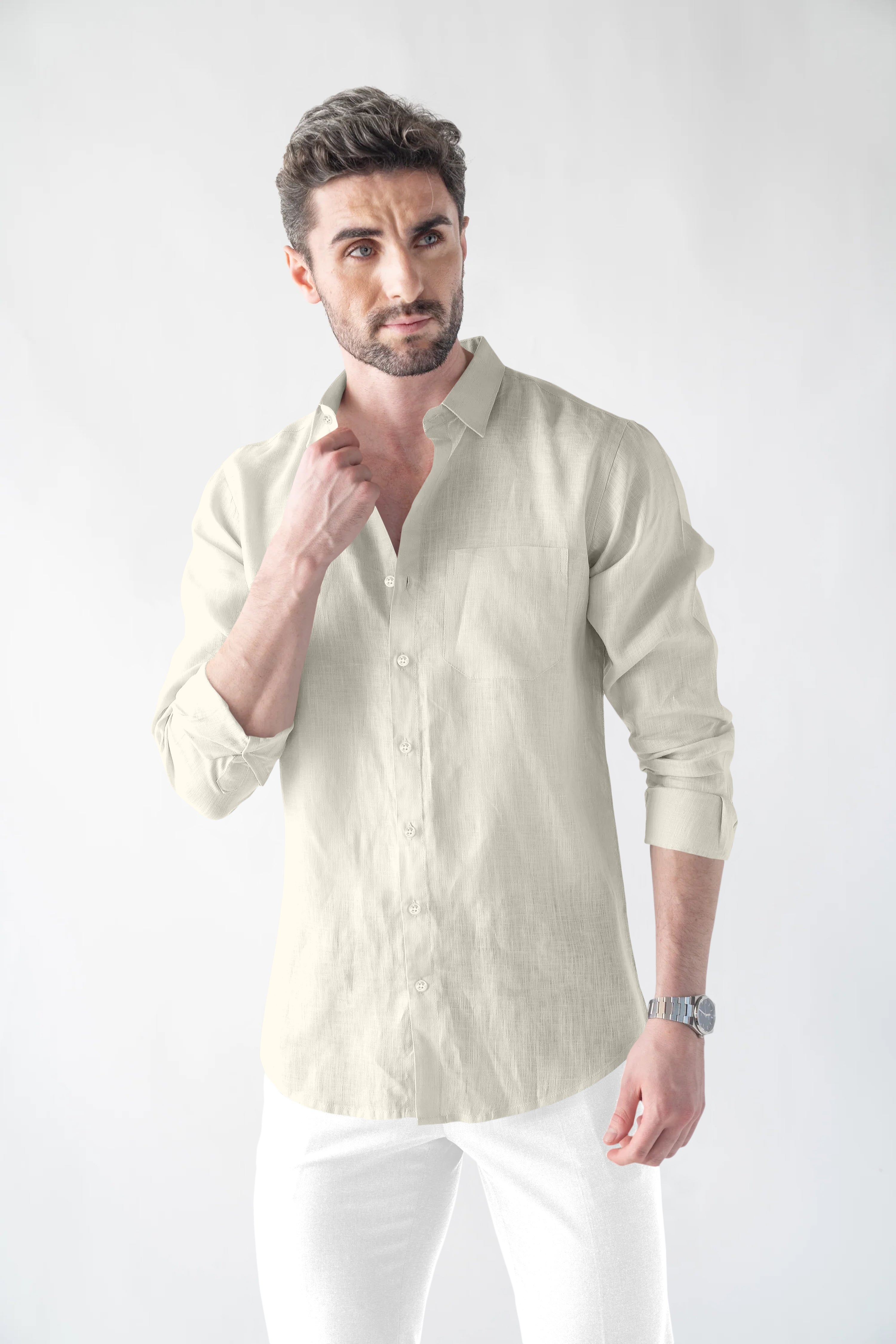 Soft Linen Beige Casual Shirt
