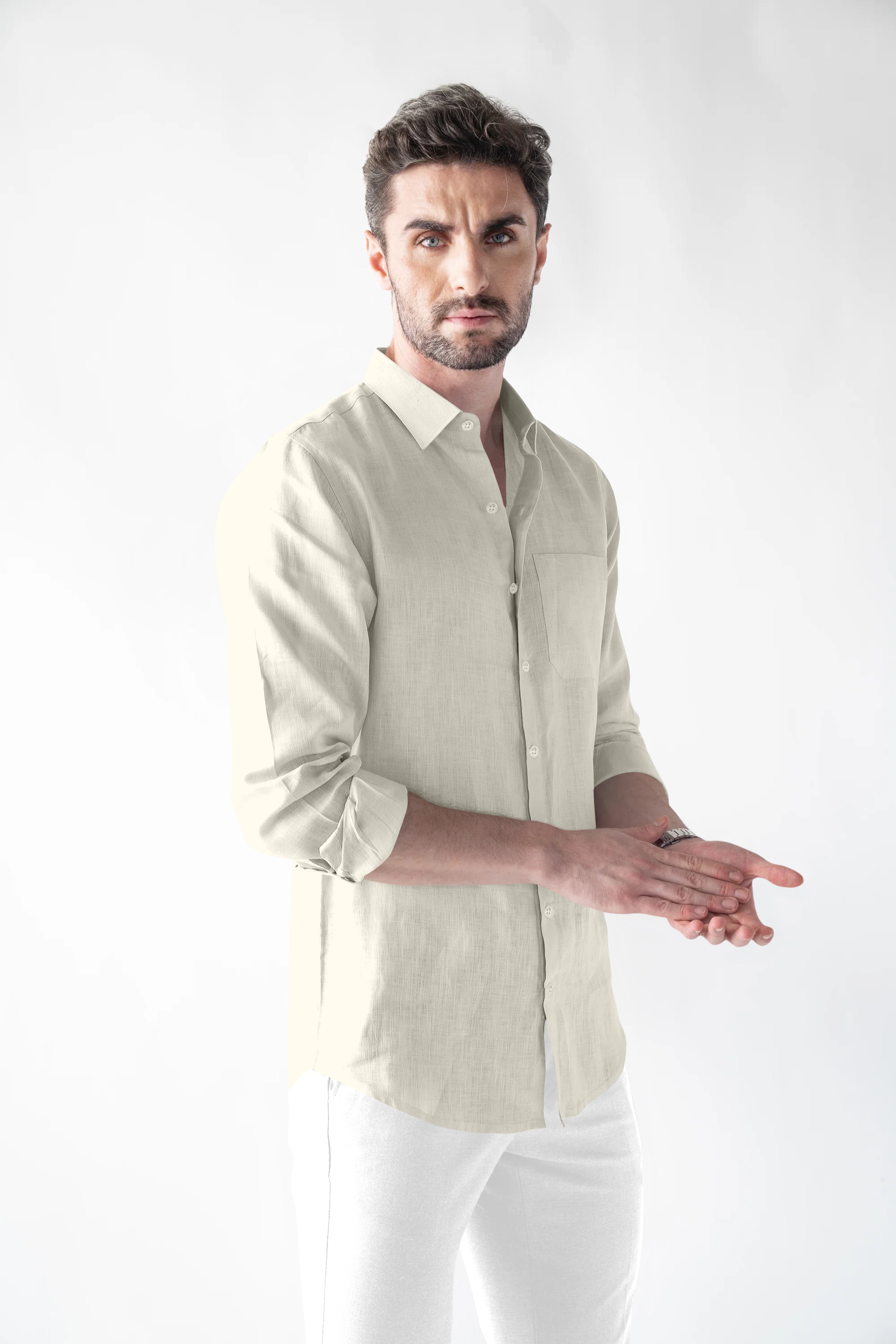 Soft Linen Beige Casual Shirt