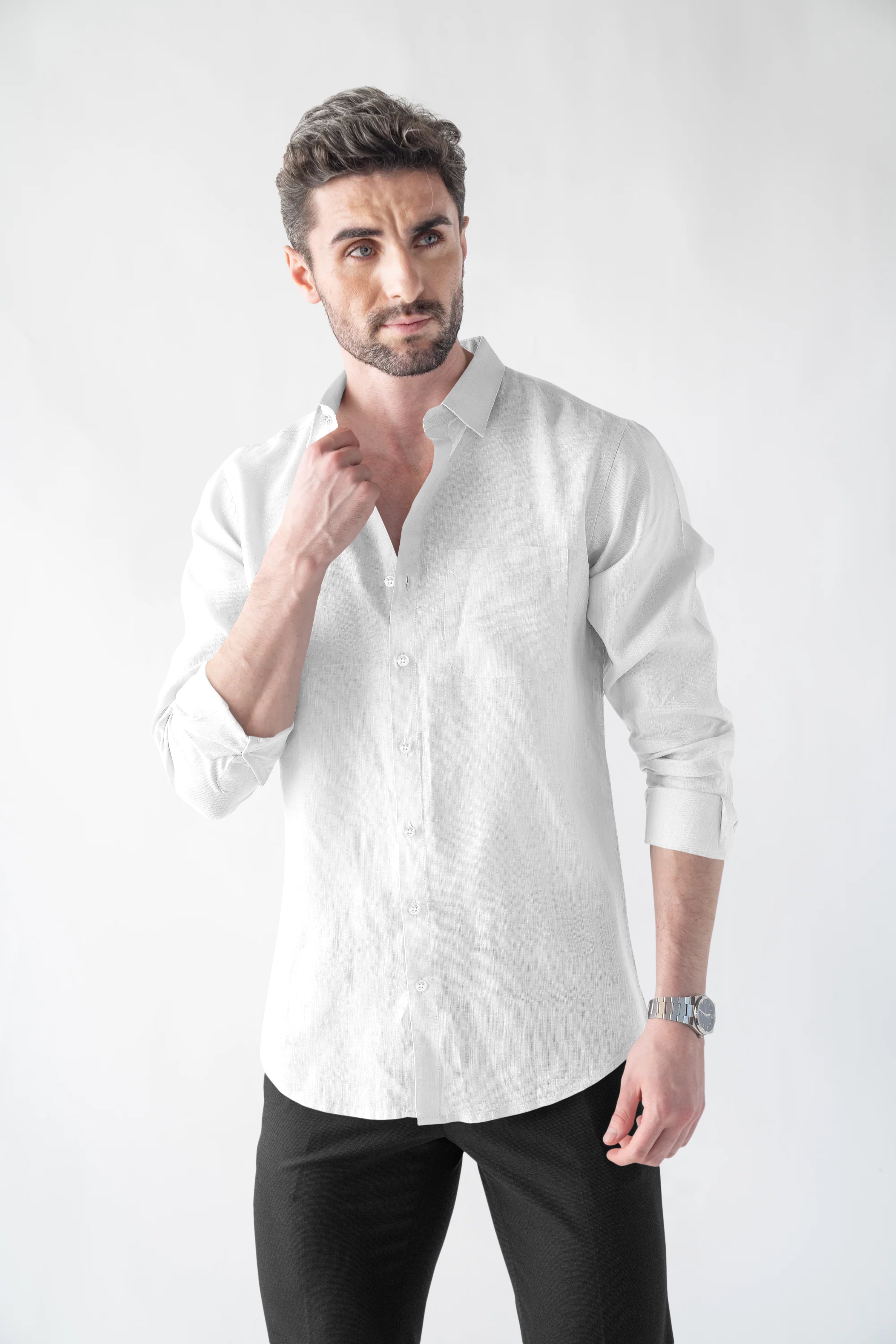 Soft Linen White Casual Shirt