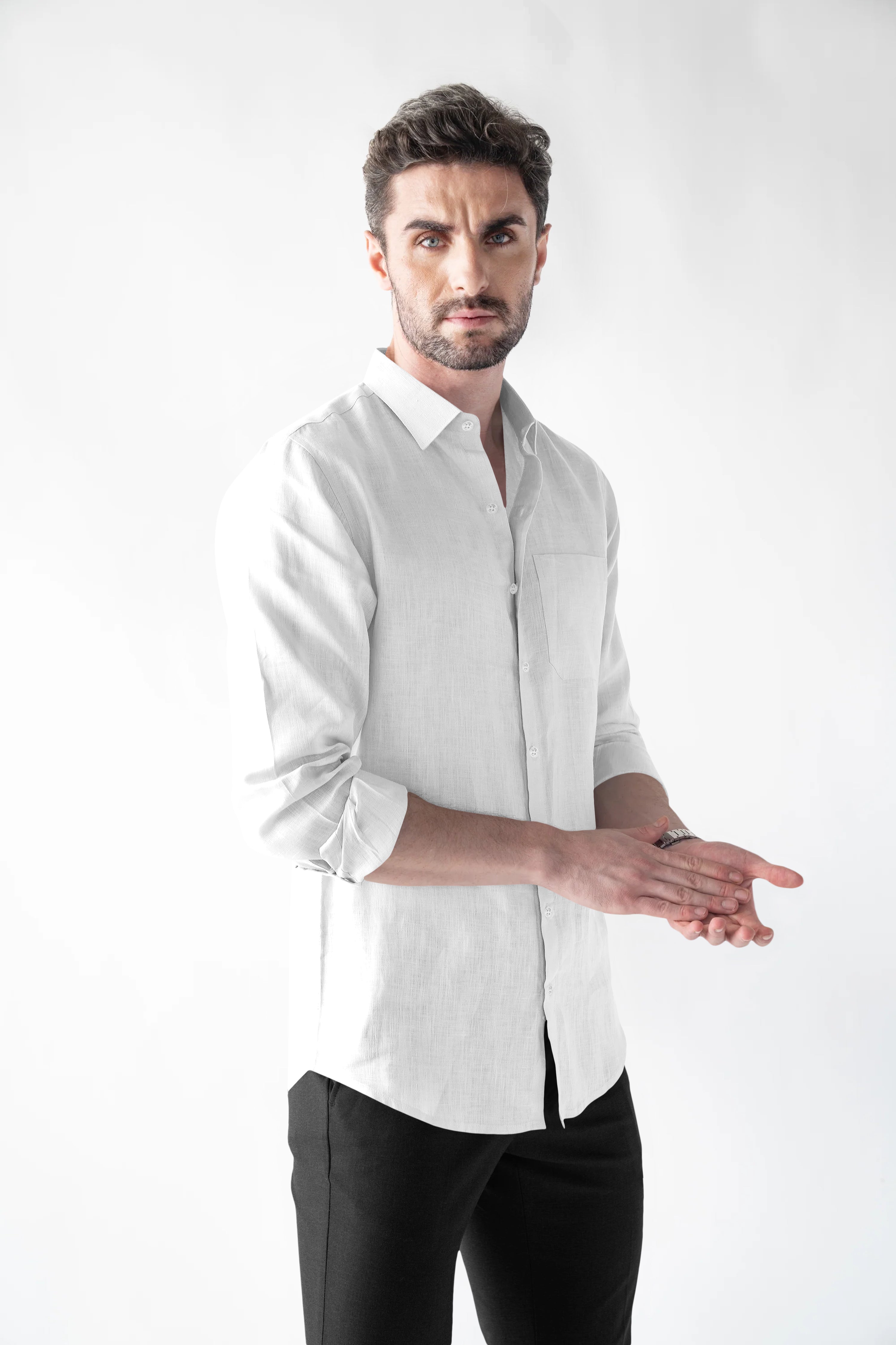 Soft Linen White Casual Shirt