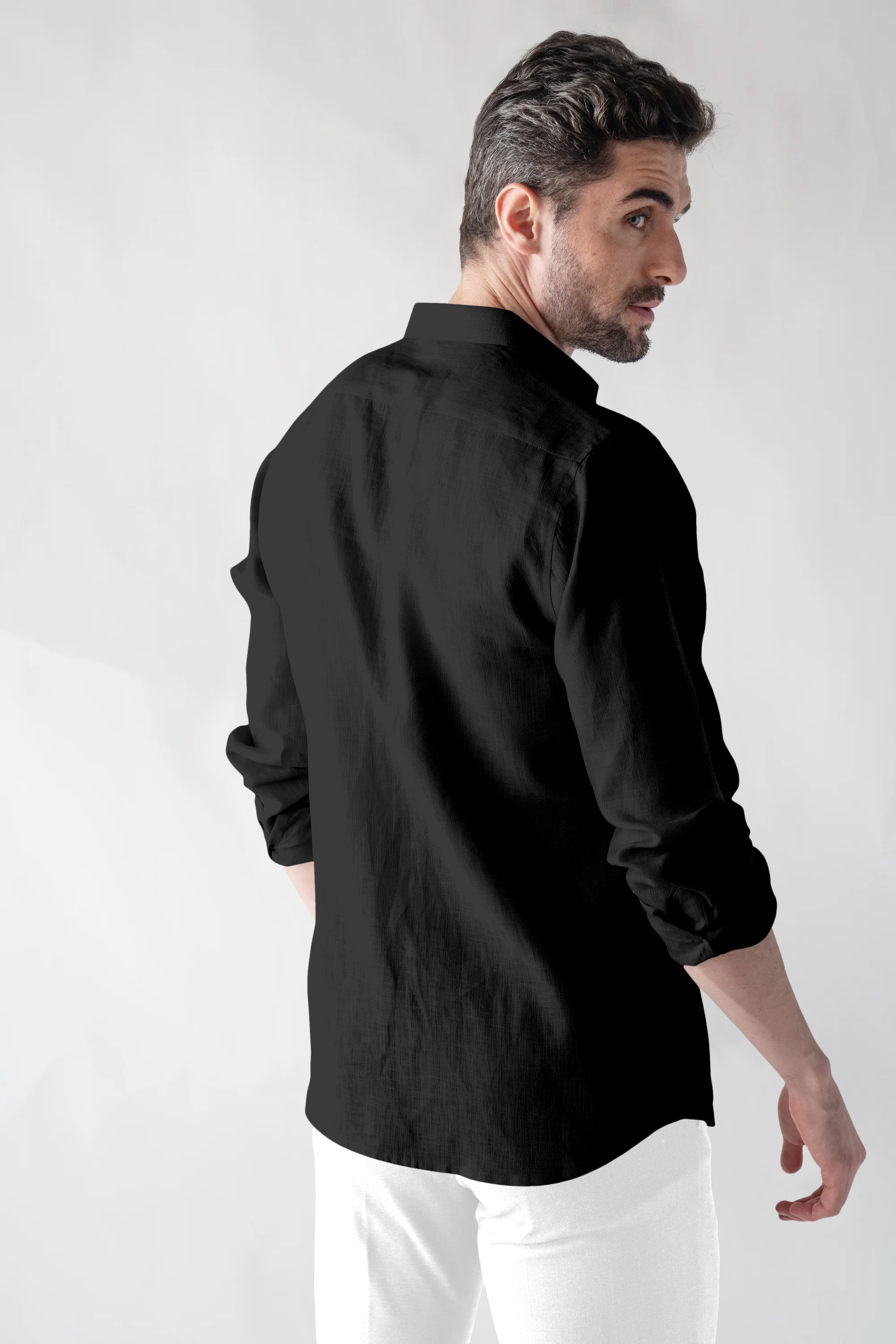 Soft Linen Black Casual Shirt