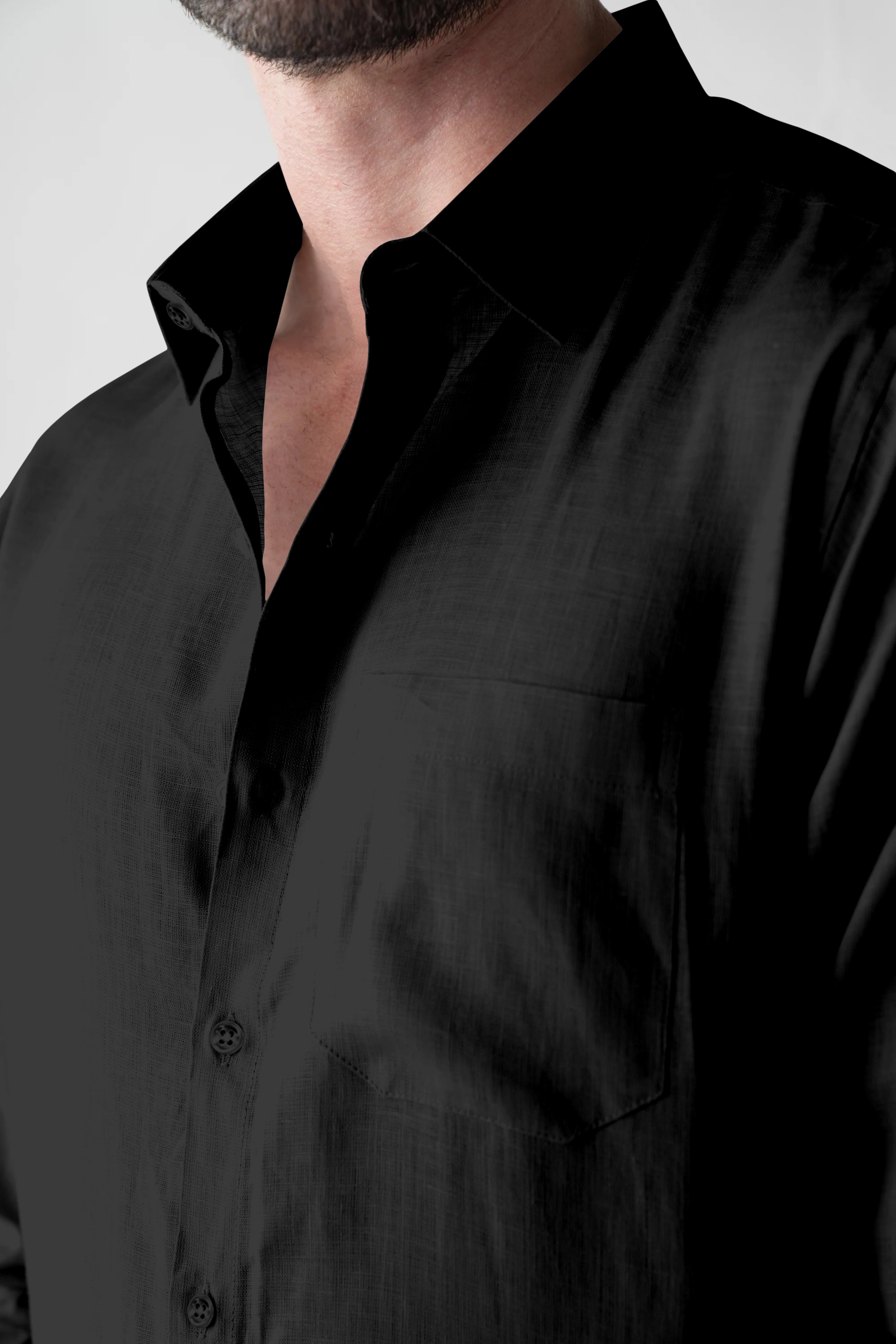 Soft Linen Black Casual Shirt