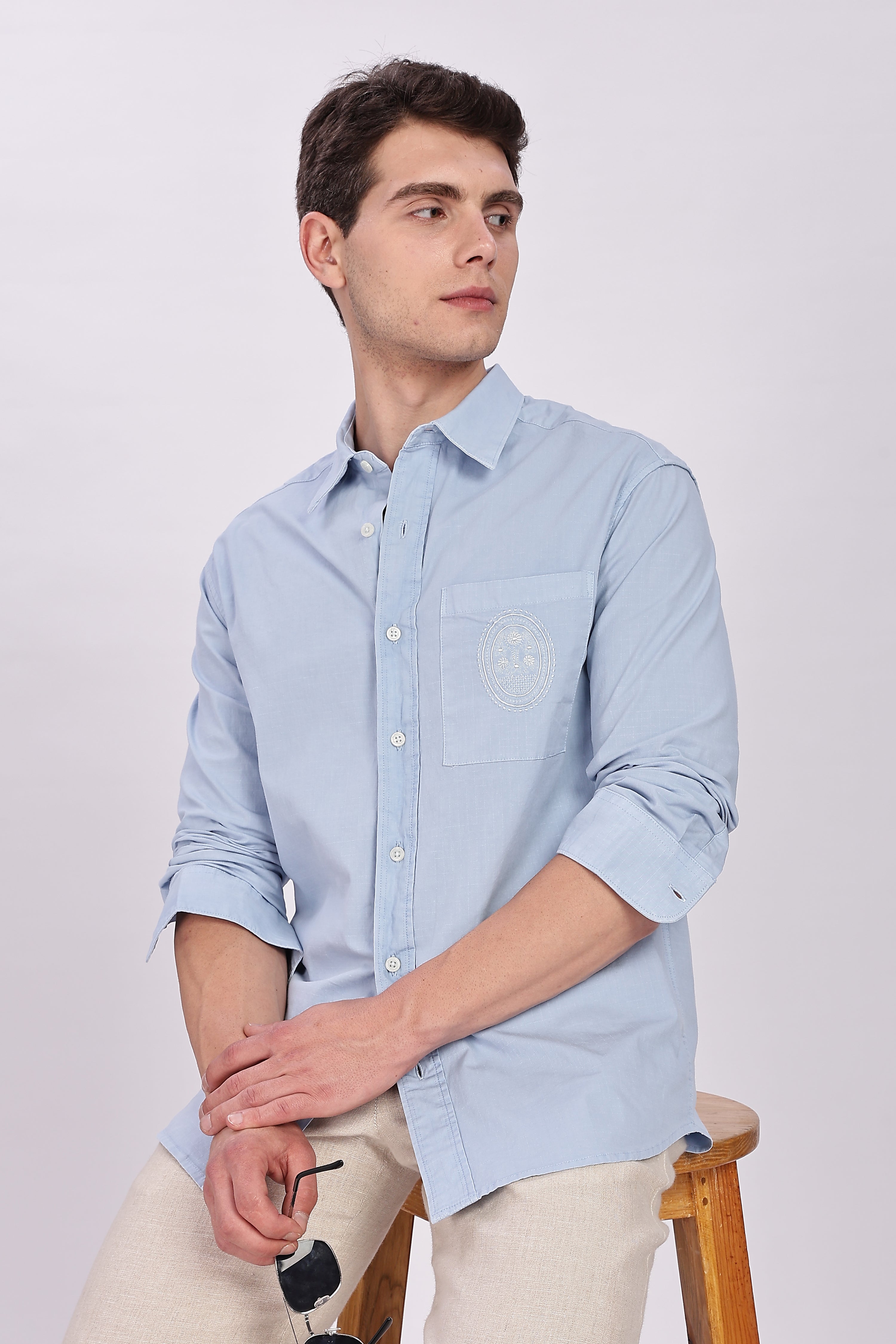 Oxford Pocket Embroidery Shirt