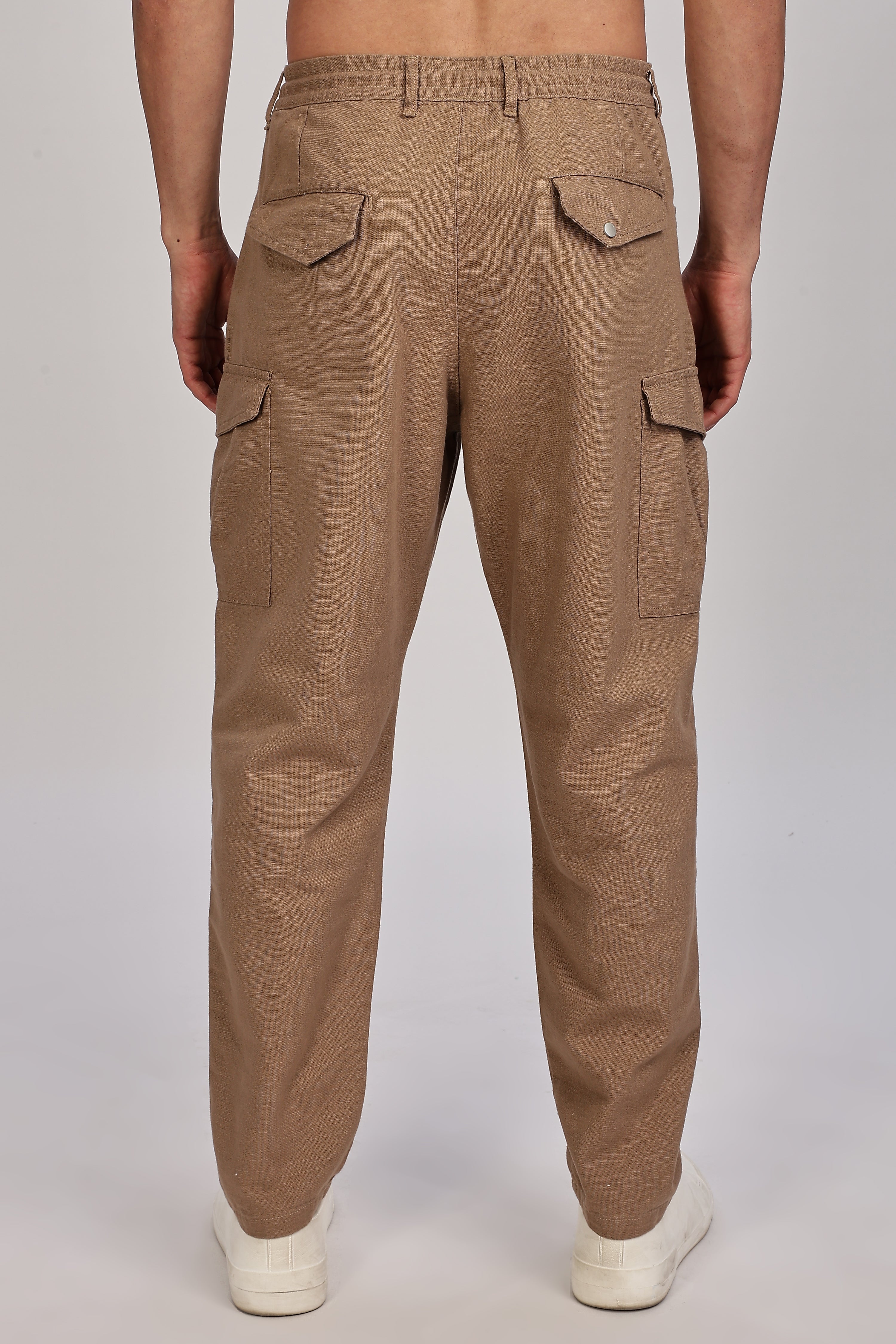 Linen Brown Drawstring Cargo - Three Days