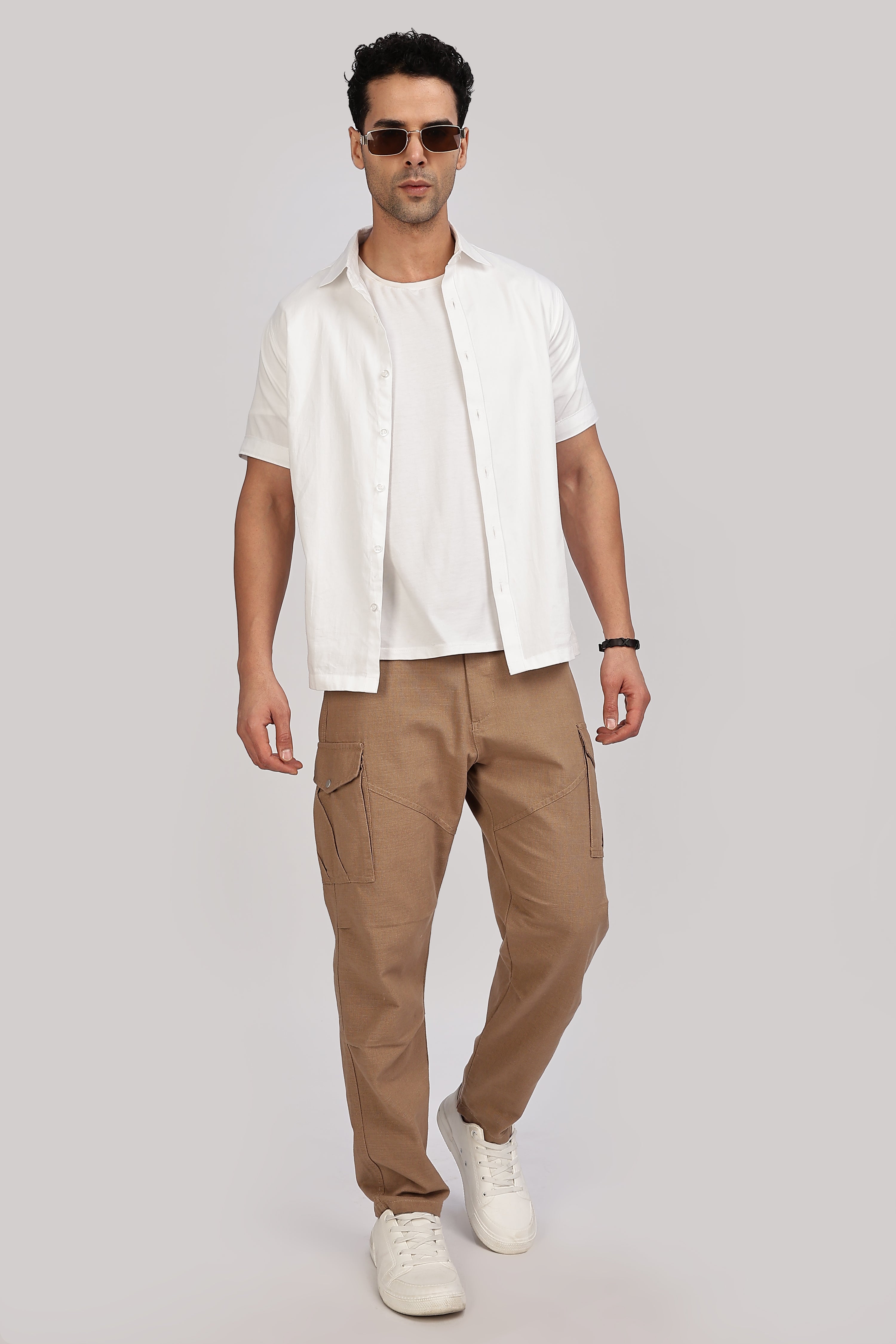 Linen Brown Drawstring Cargo - Three Days