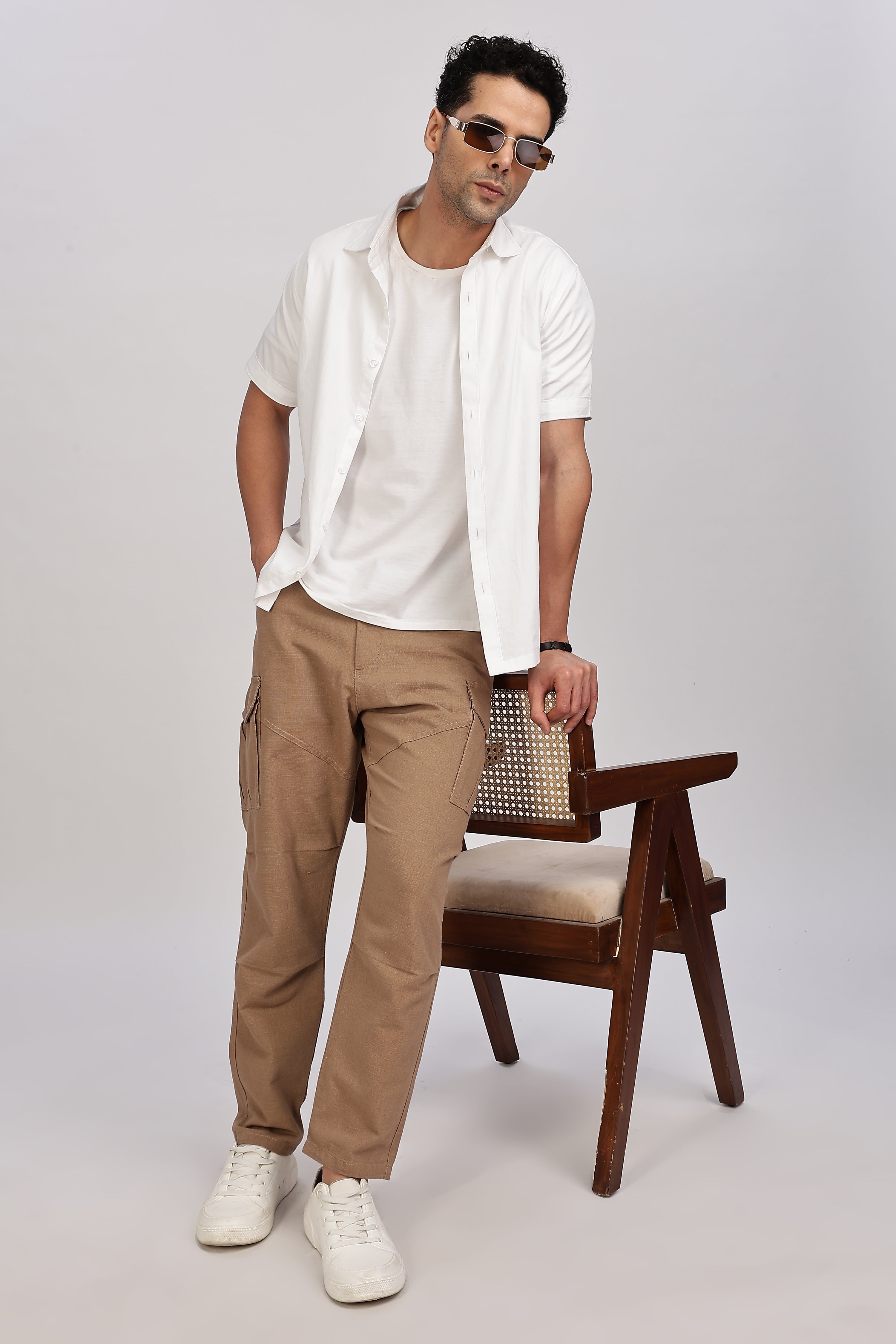 Linen Brown Drawstring Cargo - Three Days