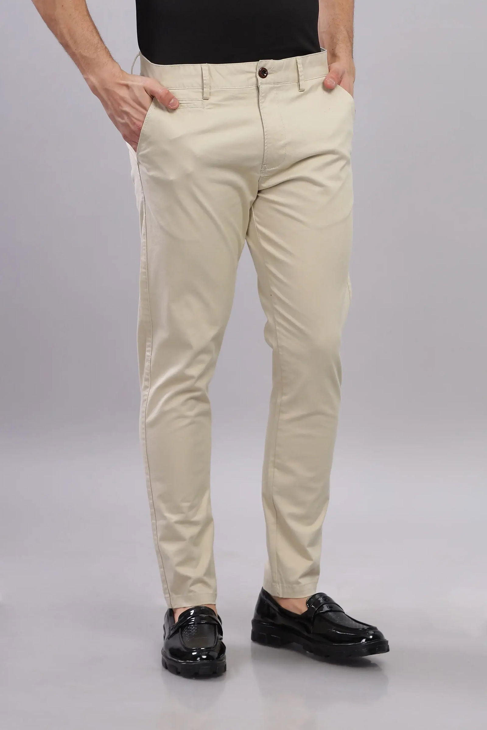 Beige Metro Mod Chino Pants - Three Days