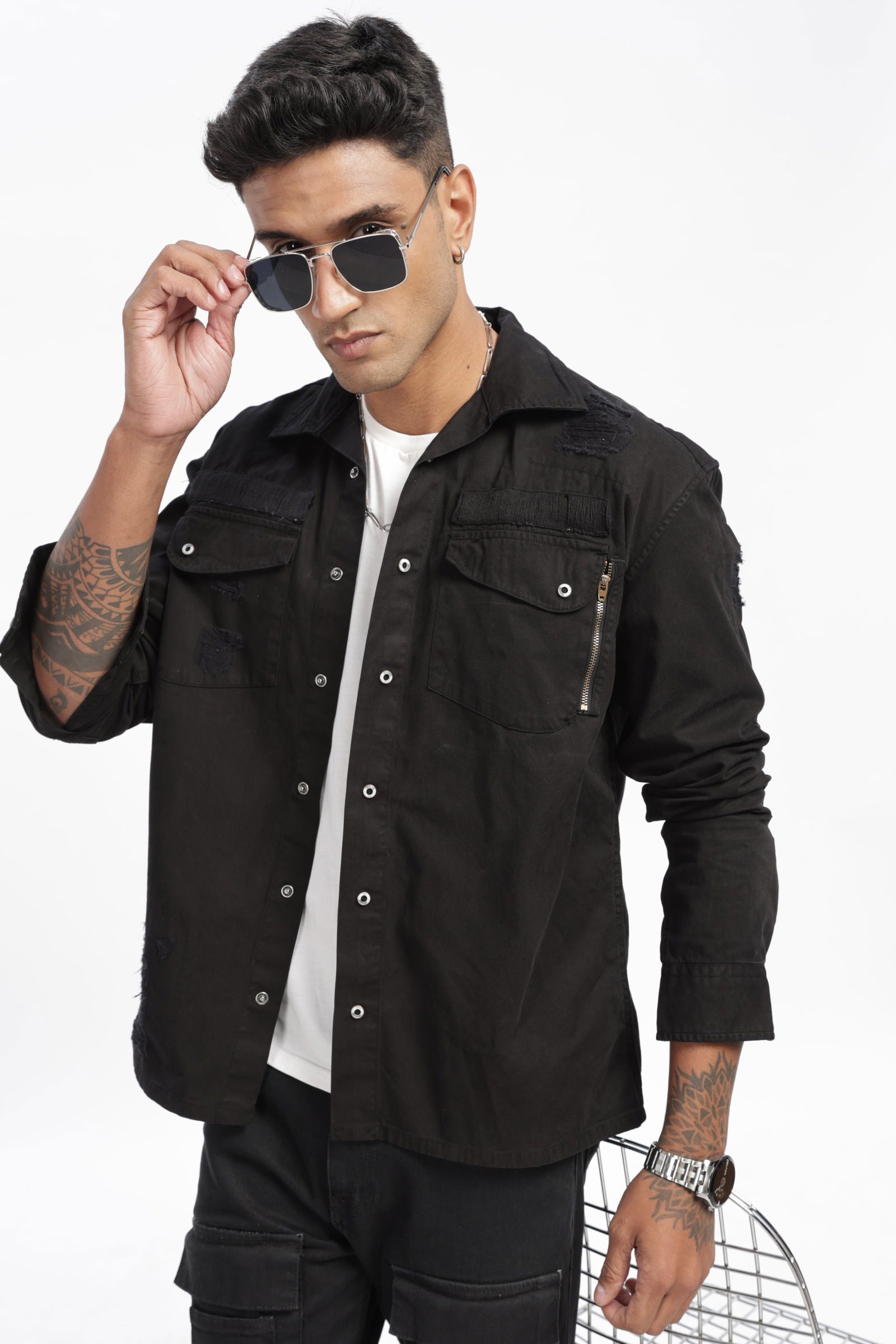Black Twill Overshirt - Three Days