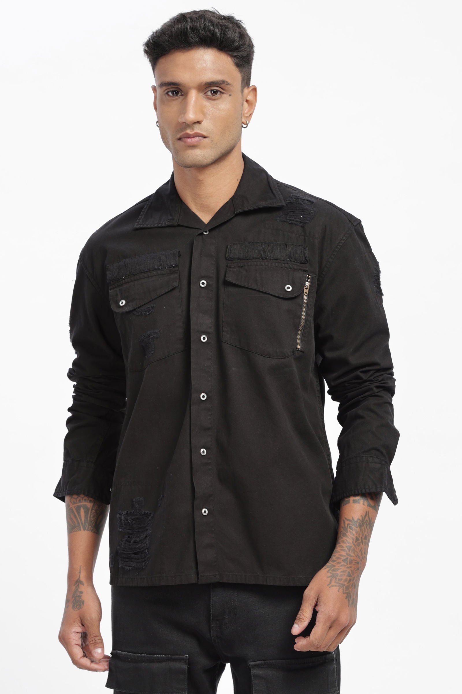 Black Twill Overshirt - Three Days
