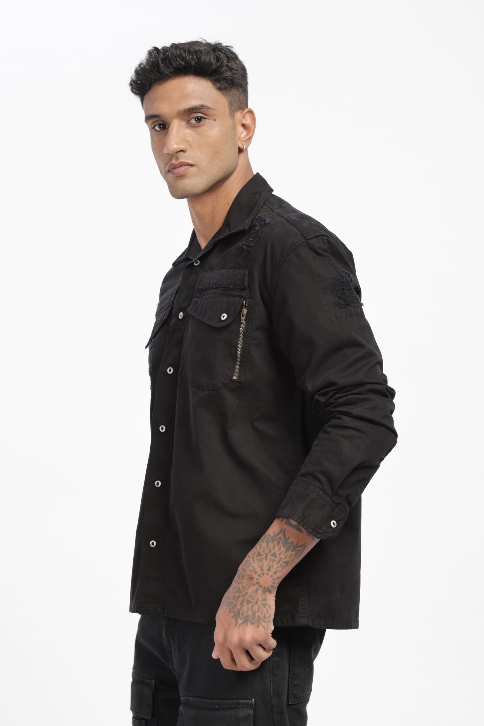 Black Twill Overshirt - Three Days