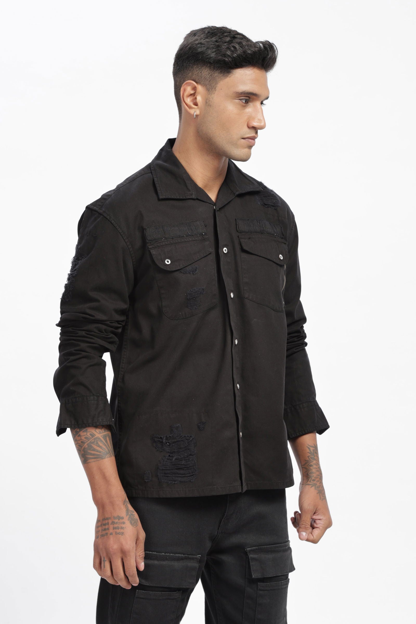 Black Twill Overshirt - Three Days