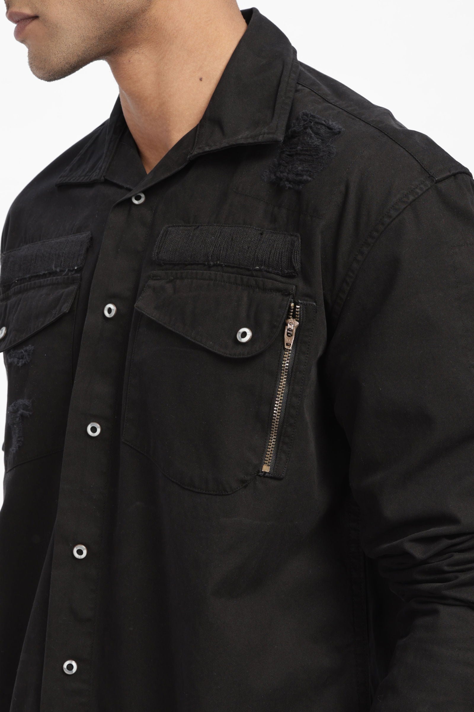 Black Twill Overshirt - Three Days