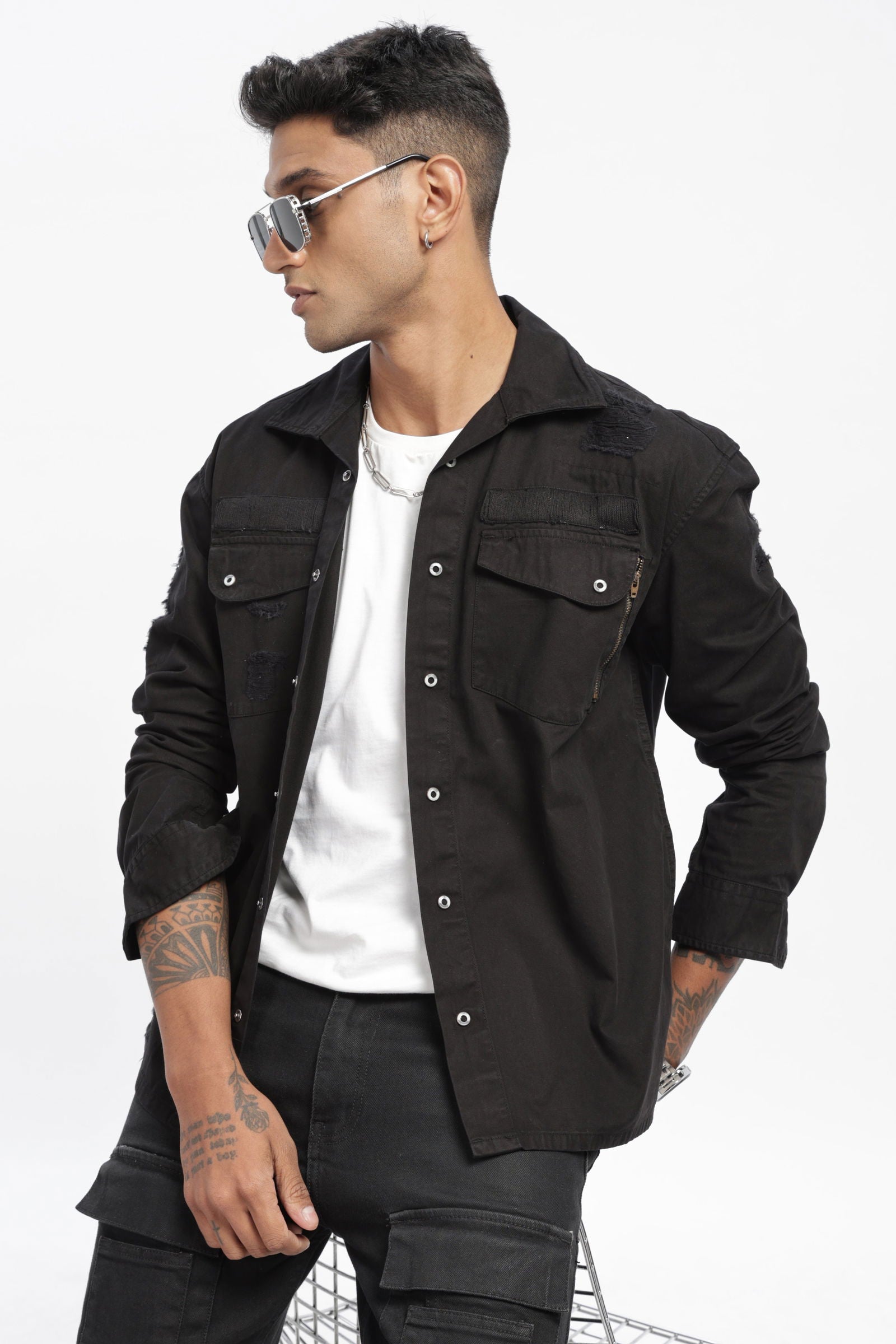 Black Twill Overshirt - Three Days