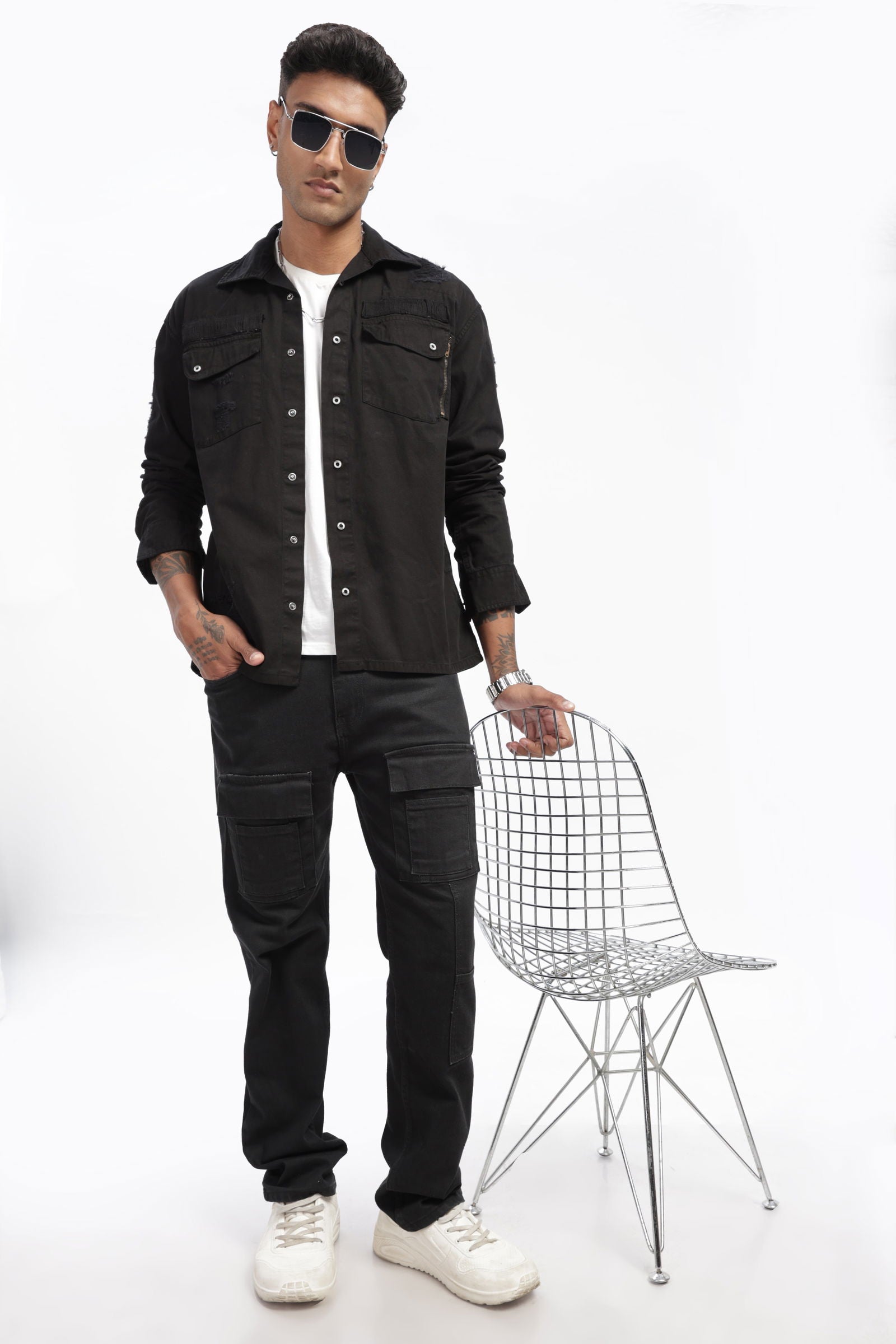 Black Twill Overshirt - Three Days