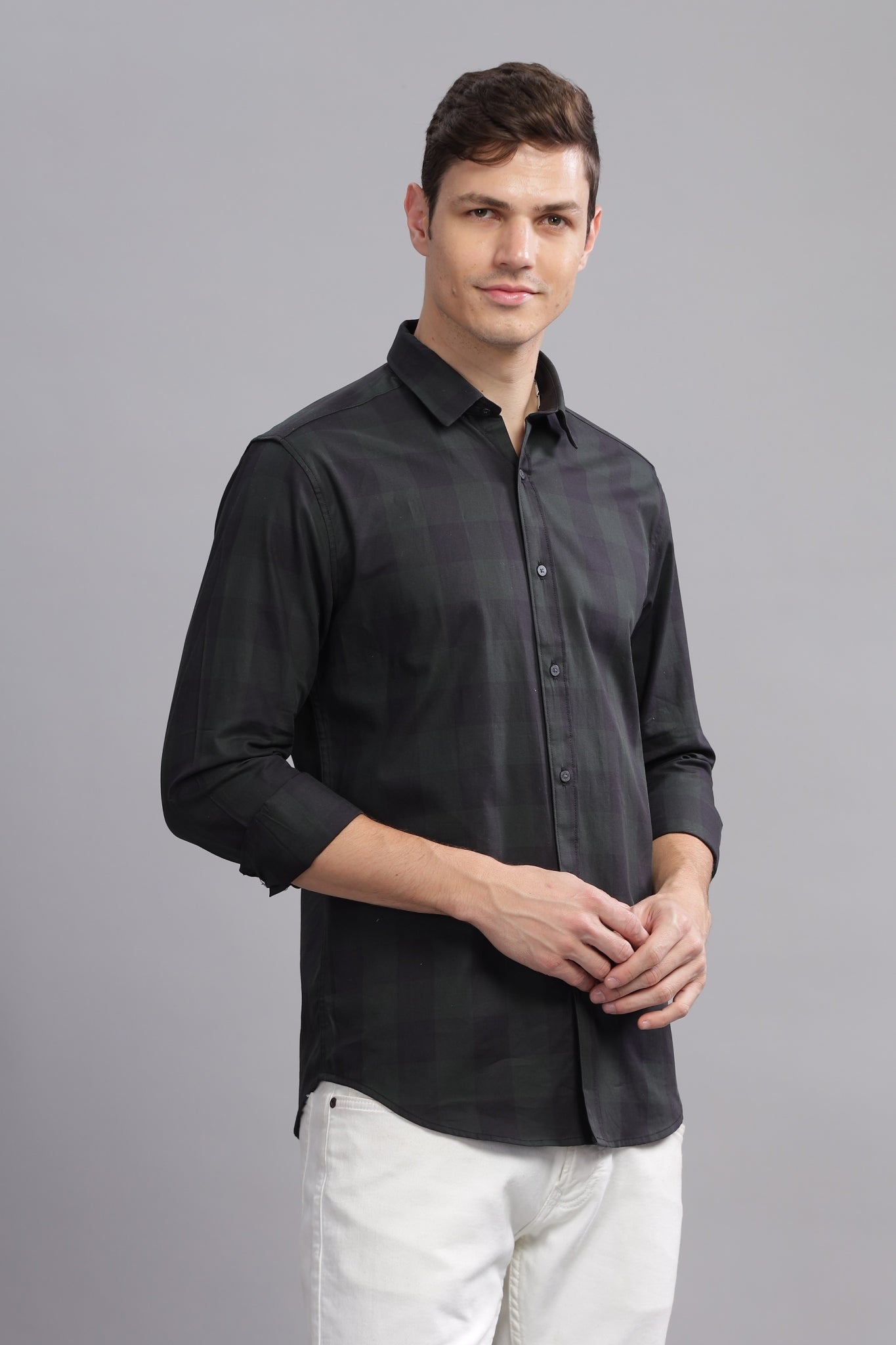 Blend Check Checkered Long Sleeve Shirt - Three Days
