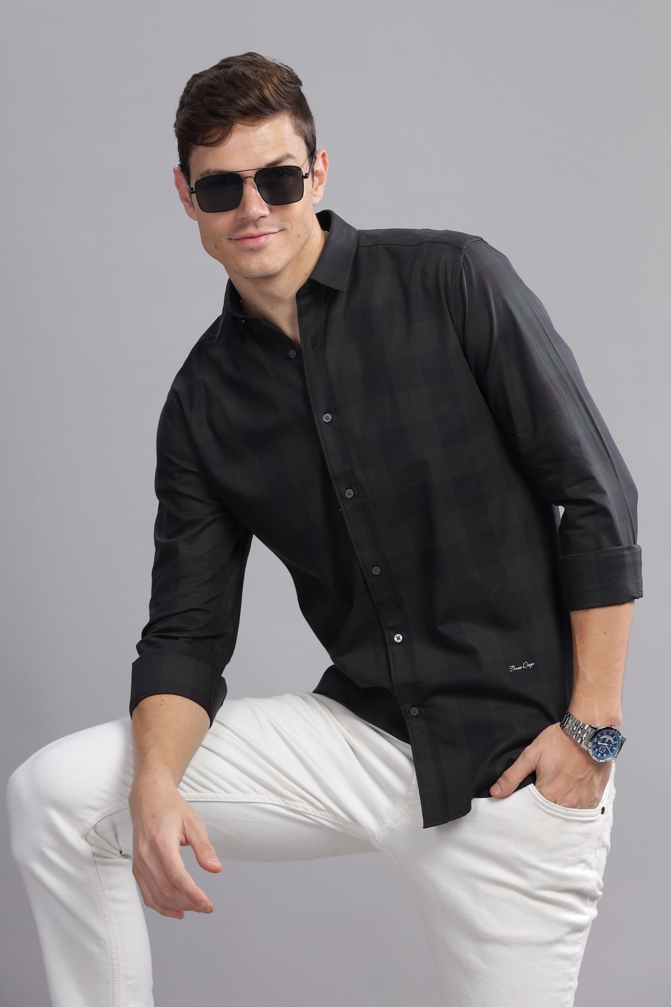 Blend Check Checkered Long Sleeve Shirt - Three Days