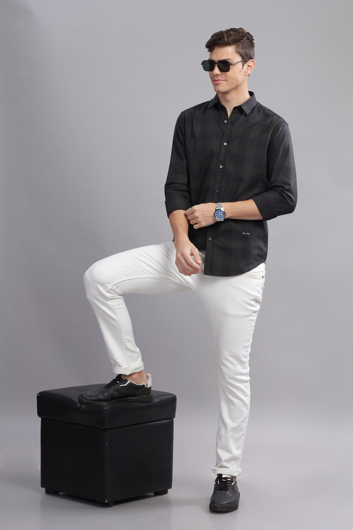 Blend Check Checkered Long Sleeve Shirt - Three Days