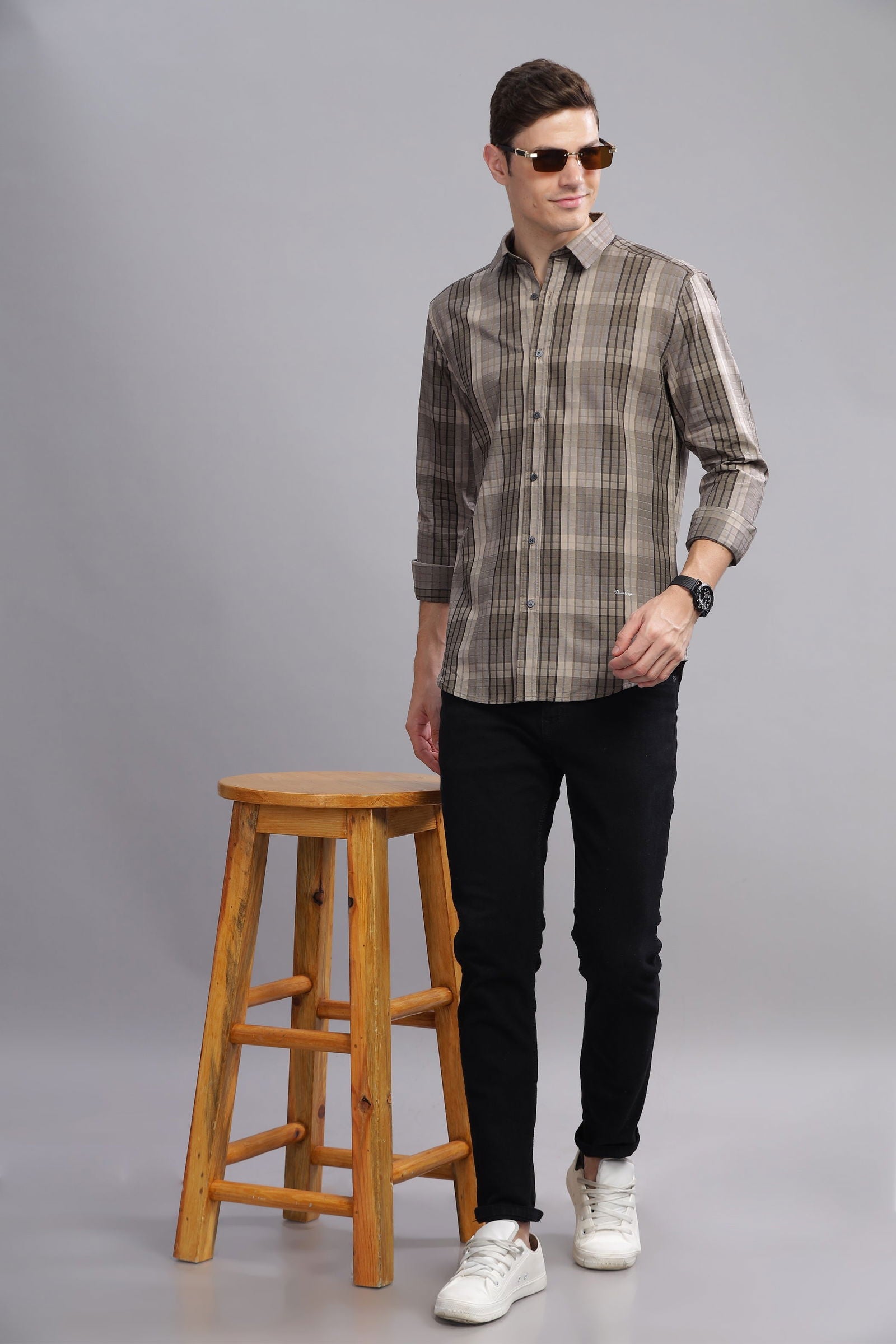 Check Mate Checkered Long Sleeve Shirt - Three Days