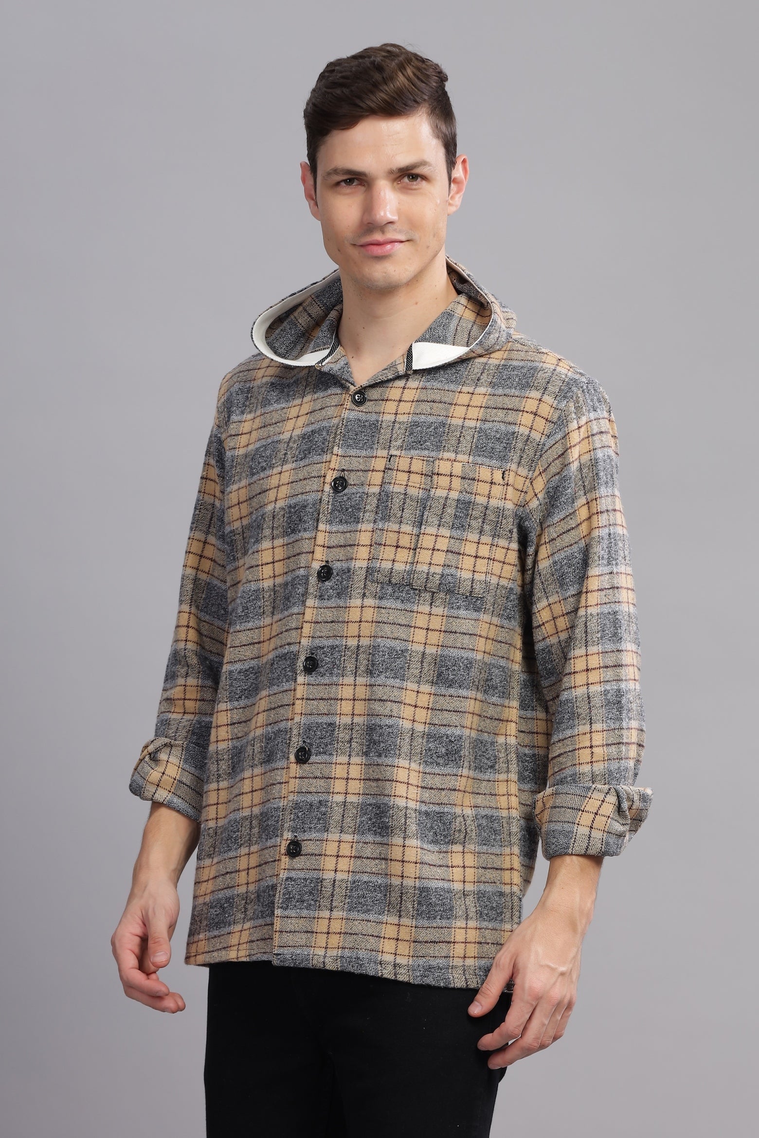 Dapper Brushed Paid Hoody Shirt - Three Days