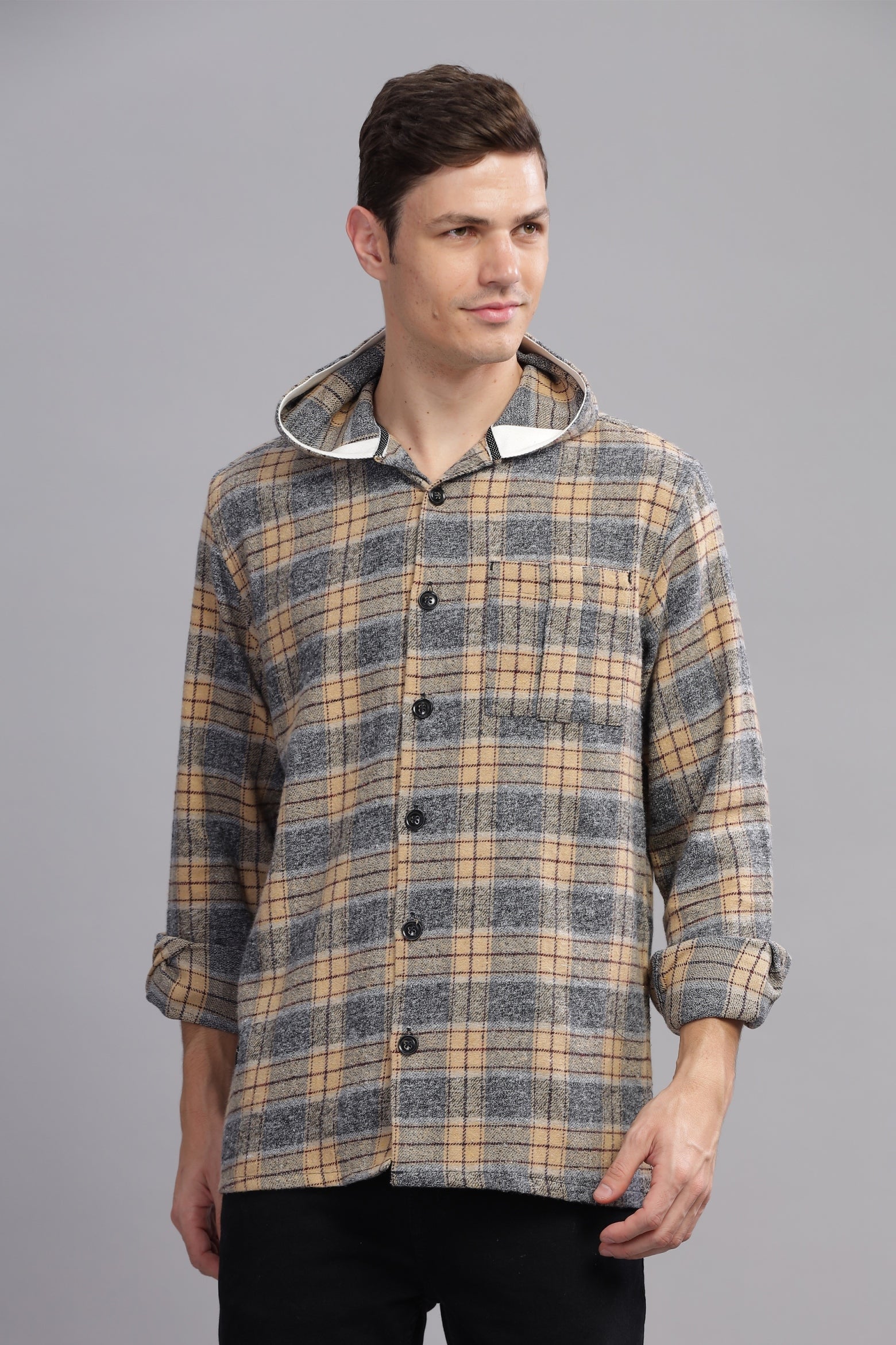 Dapper Brushed Paid Hoody Shirt - Three Days