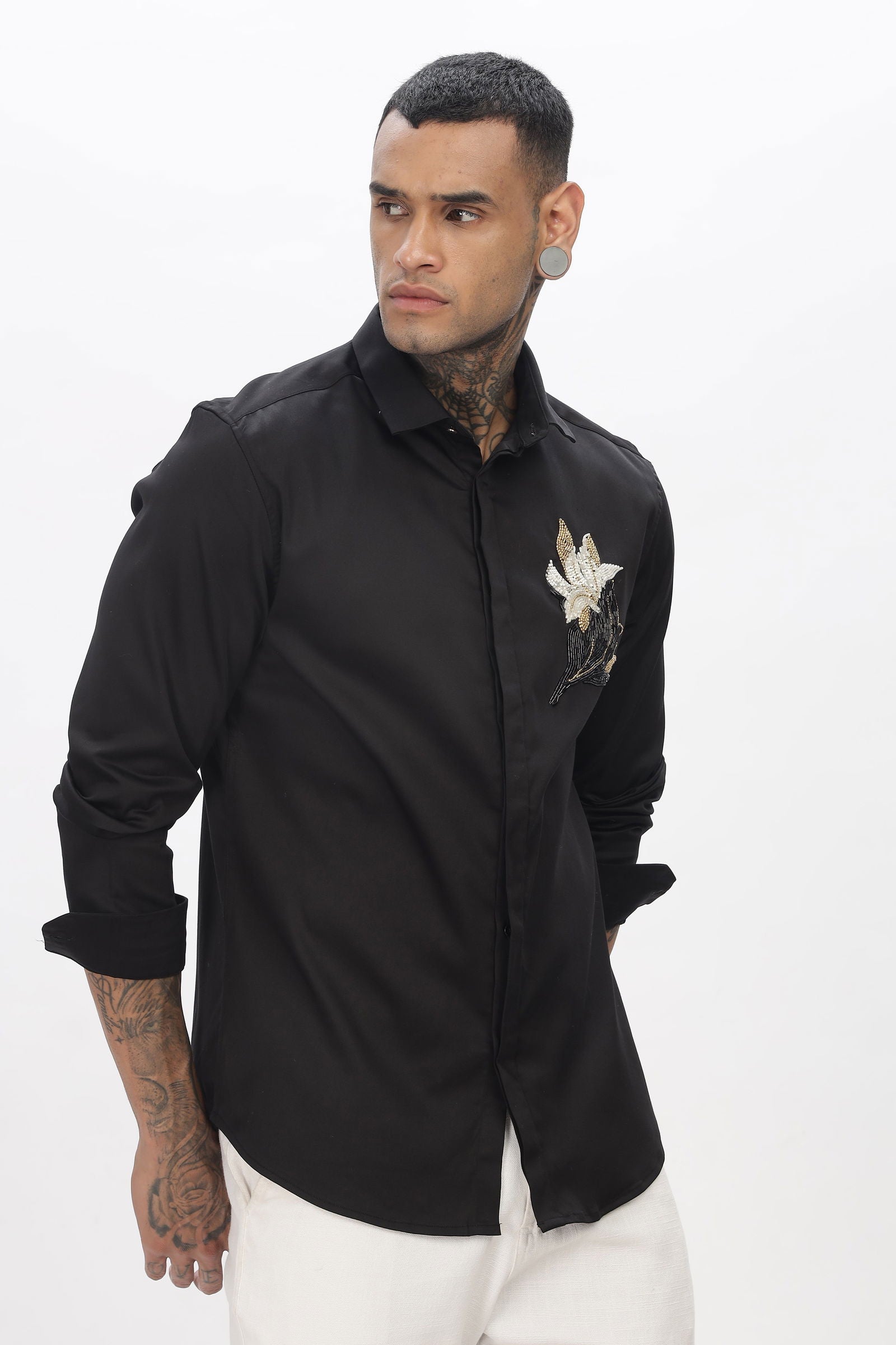 Dapper Needlework Black Shirt - Three Days