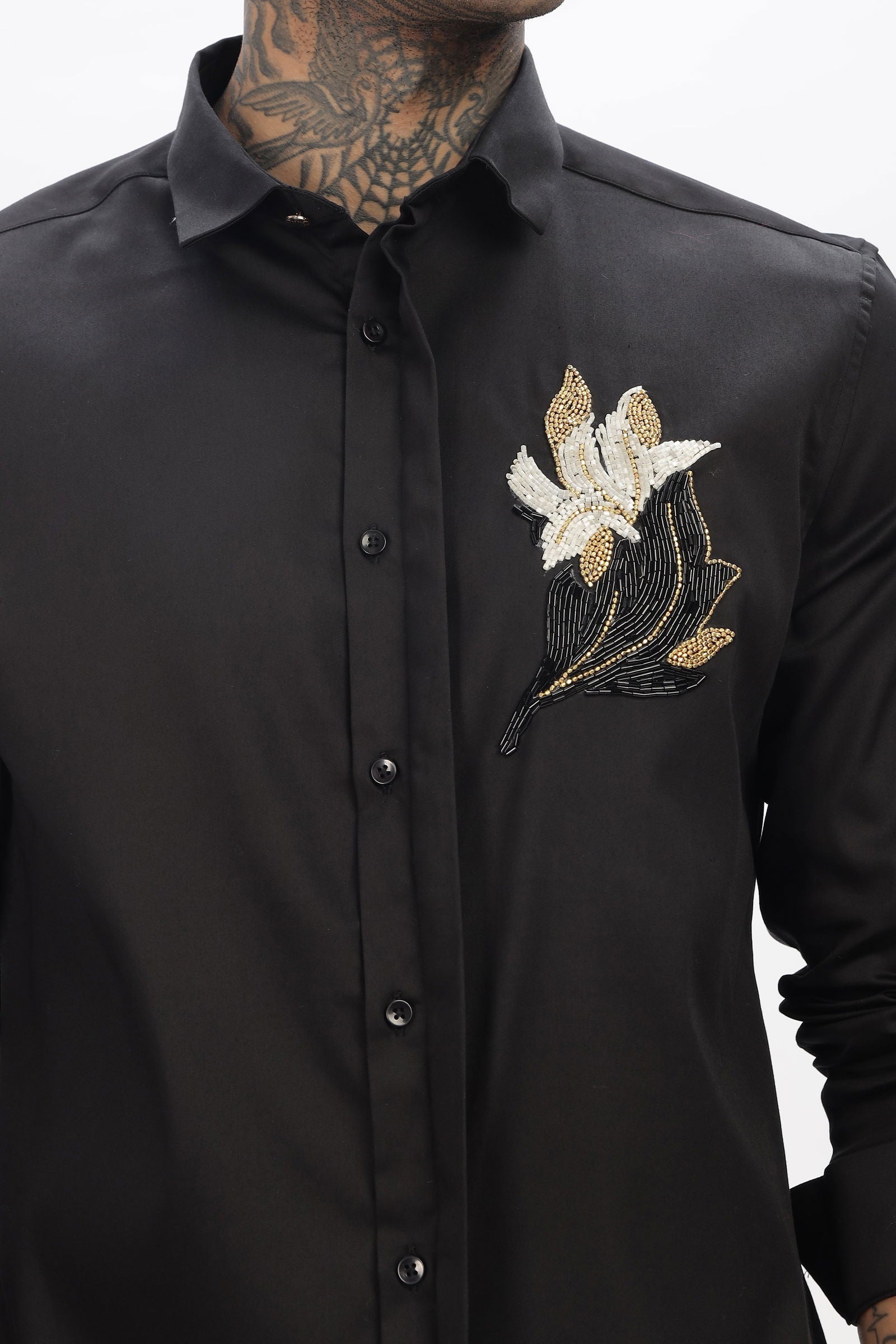 Dapper Needlework Black Shirt - Three Days