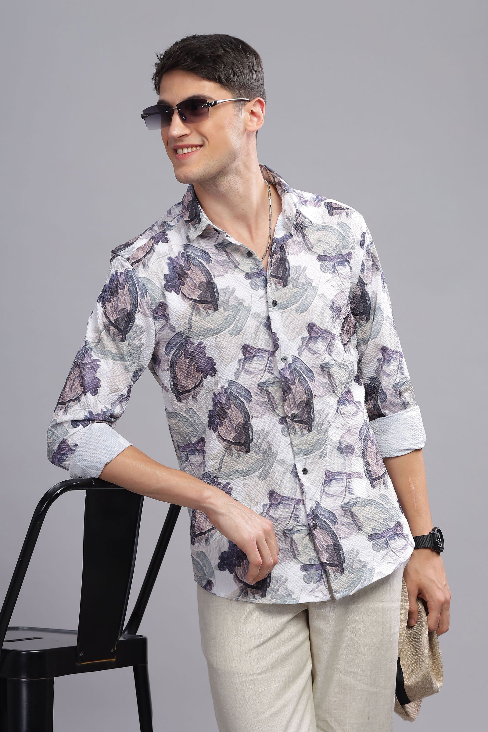 Elemental Abstract Print Textured Shirt - Three Days