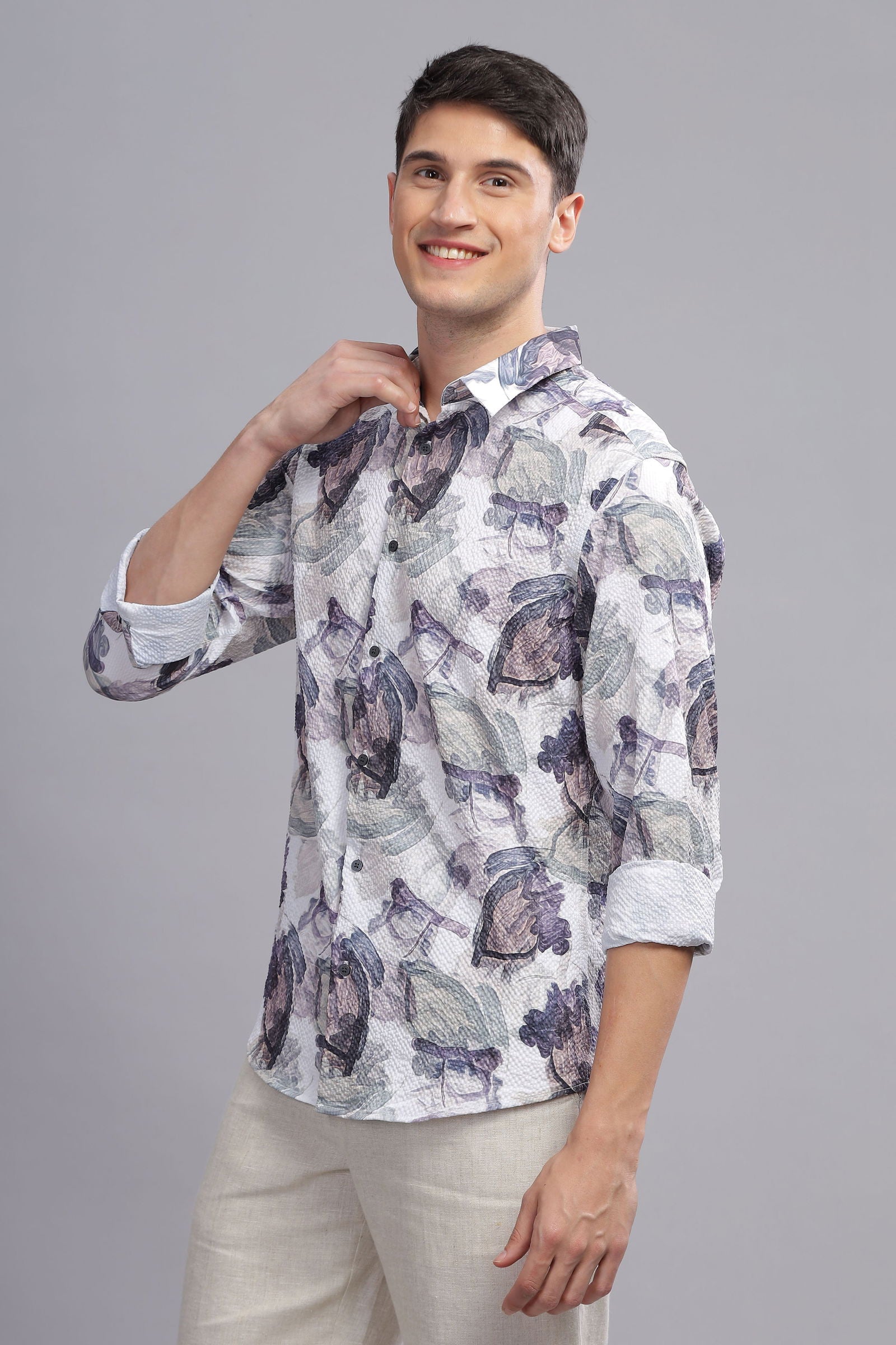 Elemental Abstract Print Textured Shirt - Three Days