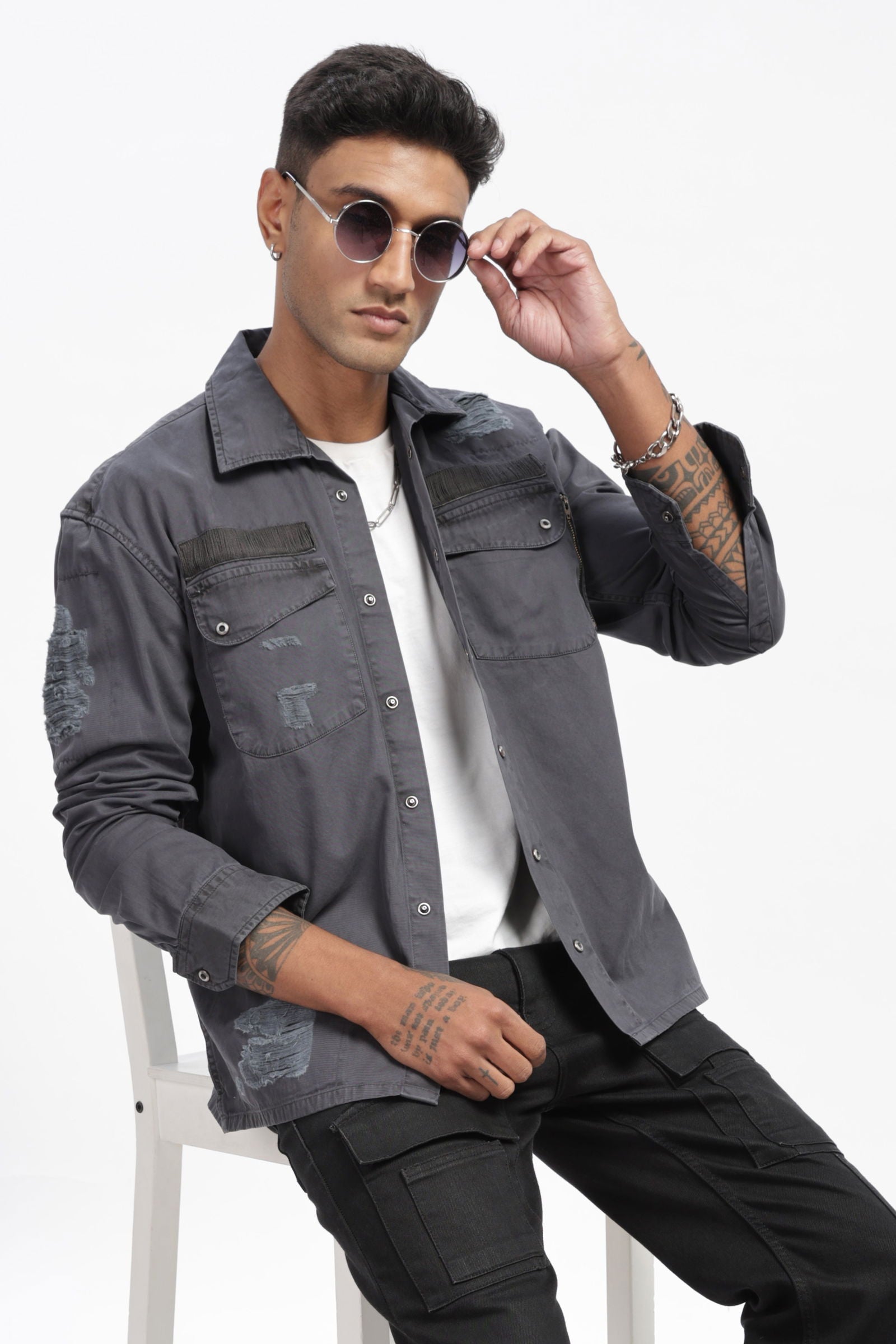 Grey Twill Overshirt - Three Days