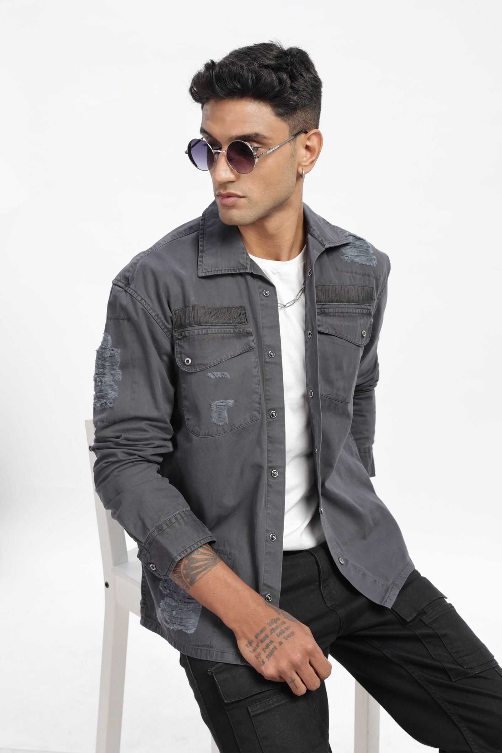 Grey Twill Overshirt - Three Days